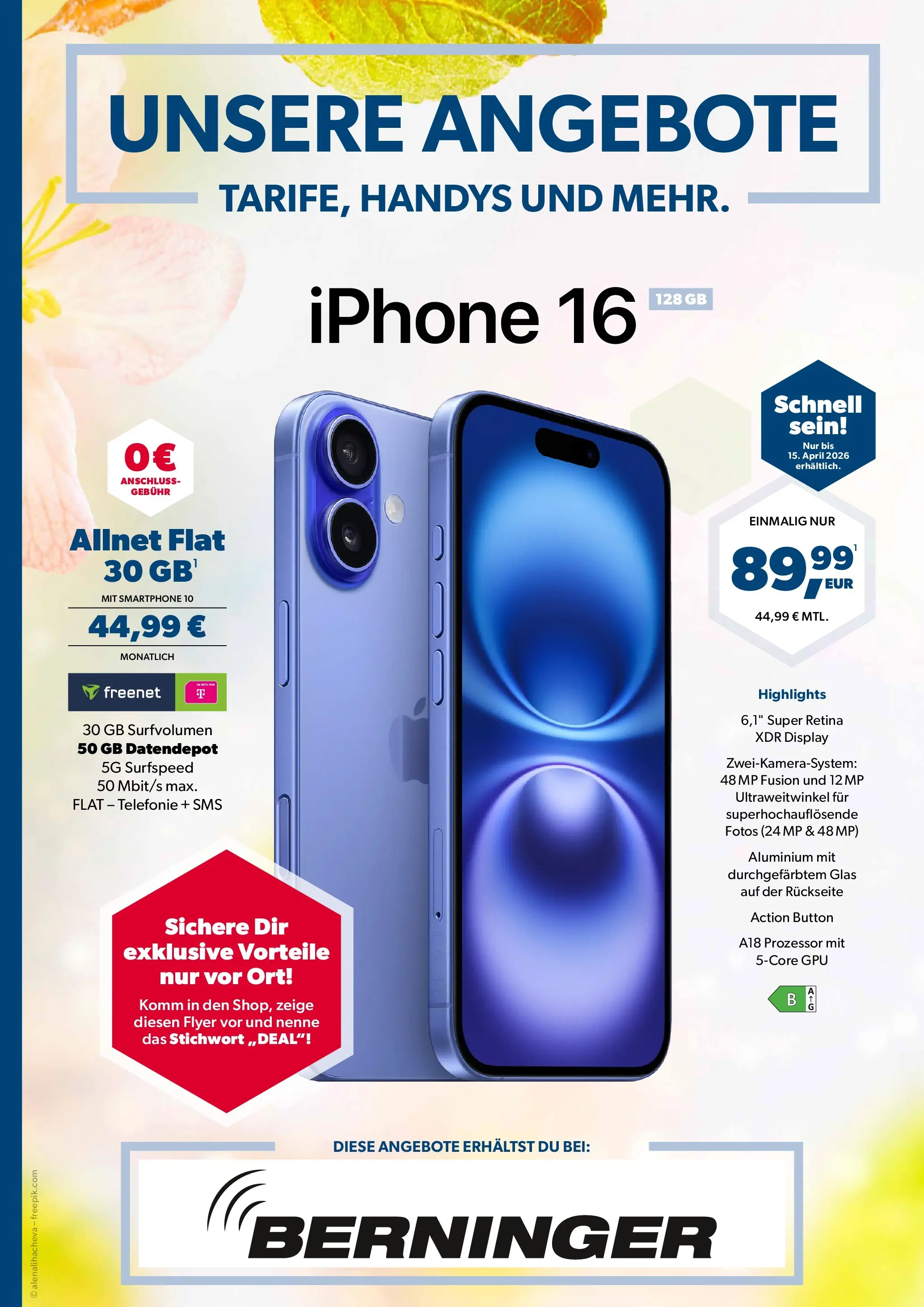 Angebote - Unsere Angebote: Tarife, Handys und mehr (ab 06.04.2026) zum Blättern | Seite: 1 | Produkte: Iphone, Smartphone