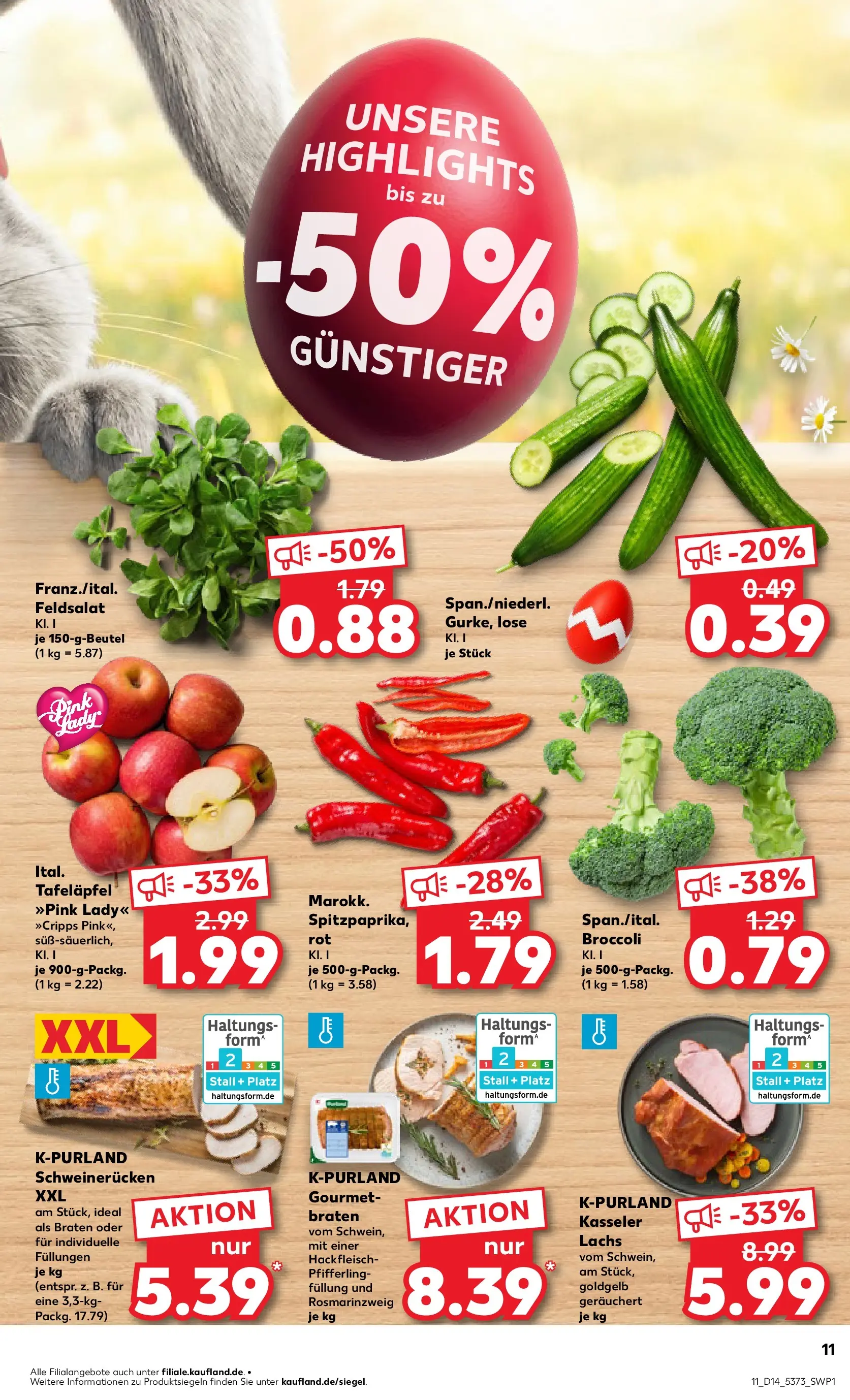 Prospekt Kaufland ab 01.04.2026 » Angebote Online zum Blättern | Seite: 11 | Produkte: Lachs, Schweinerucken, Hackfleisch