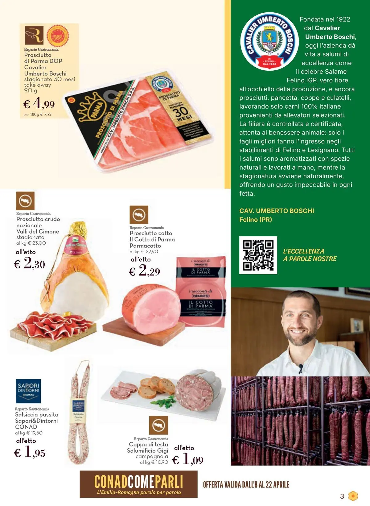 Volantino Conad dal 08/04/2026 > Anteprima | Pagina: 3 | Prodotti: Prosciutto Crudo, Prosciutto di Parma, Prosciutto Cotto, Prosciutto