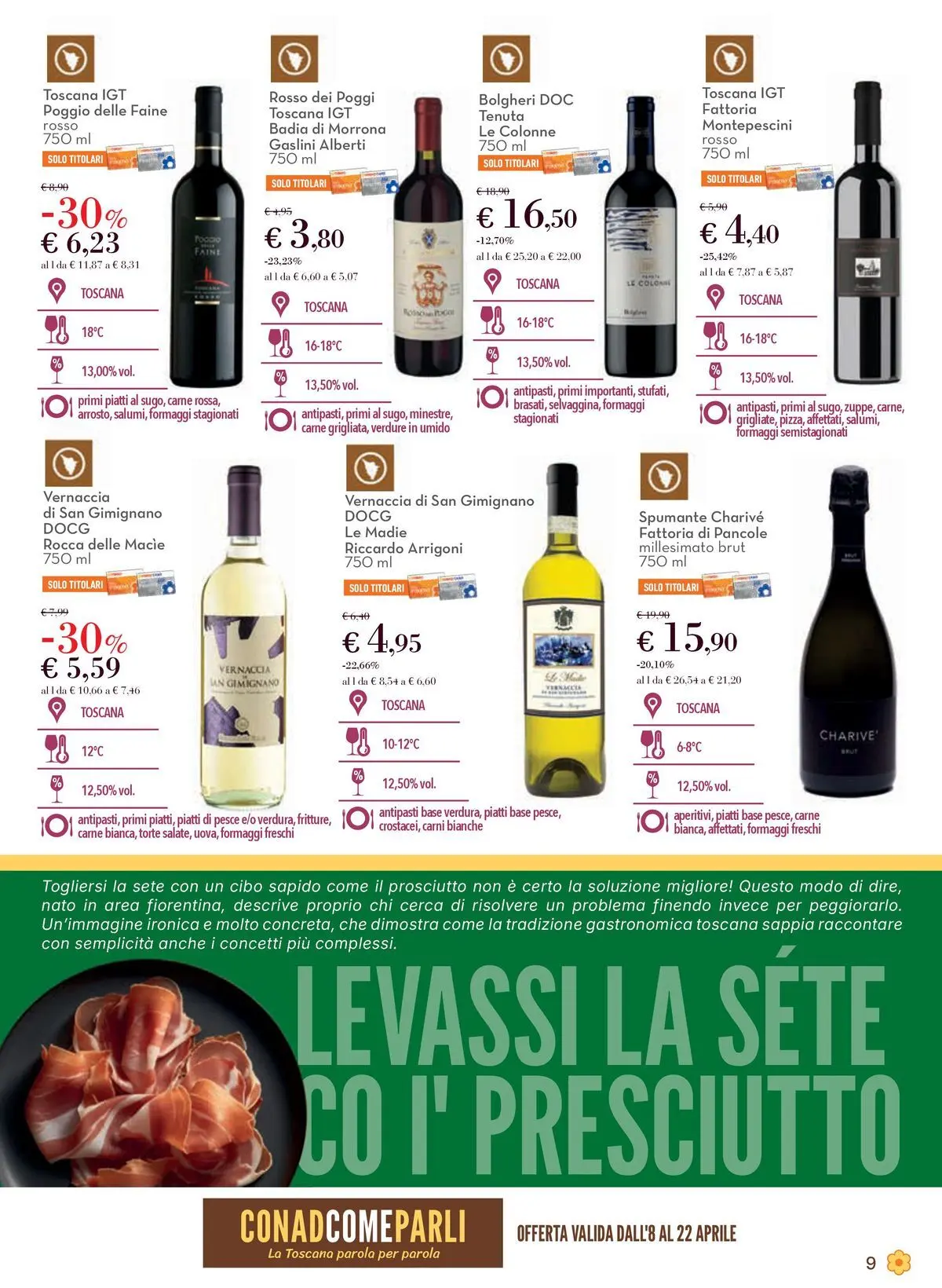 Volantino Conad dal 08/04/2026 > Anteprima | Pagina: 9 | Prodotti: Pesce, Verdure, Prosciutto, Spumante
