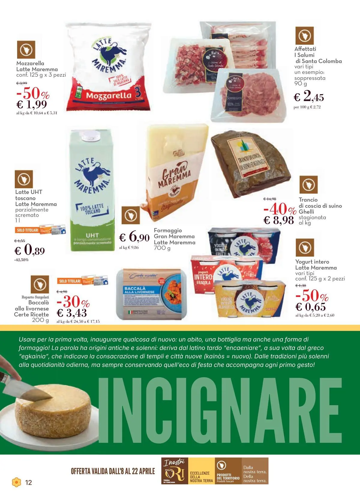 Volantino Conad dal 08/04/2026 > Anteprima | Pagina: 12 | Prodotti: Suino, Latte, Formaggio, Terra