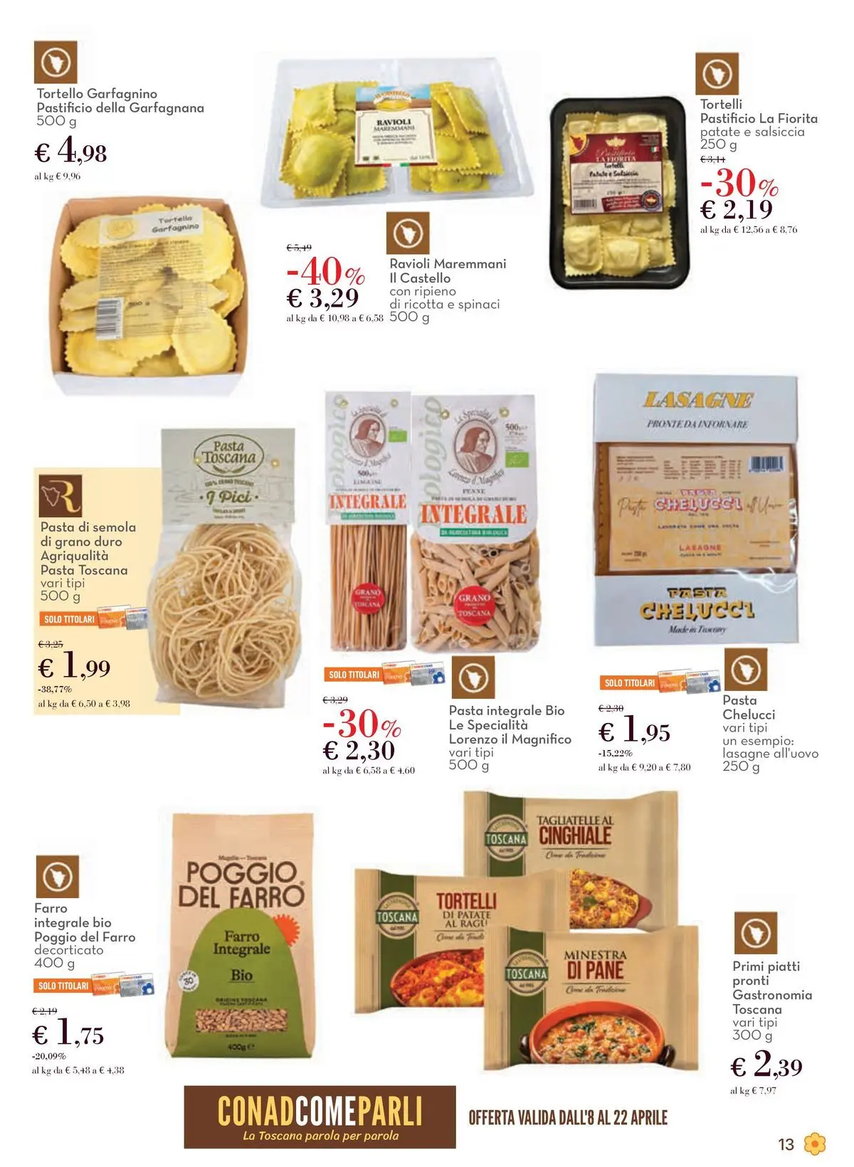 Volantino Conad dal 08/04/2026 > Anteprima | Pagina: 13 | Prodotti: Pane, Patate, Ragú, Tortelli