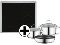 Bosch PVS64RHB1E Kochfeld inkl. 3-teiliges Kochgeschirrset (583 mm breit, 4 Kochfelder, Glaskeramik, Autark)