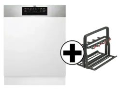 AEG FES7574APM 7000 GlassCare Geschirrsp&uuml;ler inkl. Glaskorb f&uuml;r 8 Stielgl&auml;ser (integrierbar, Besteckschublade, 596 mm breit, 44 dB(A), B, Edelstahl)