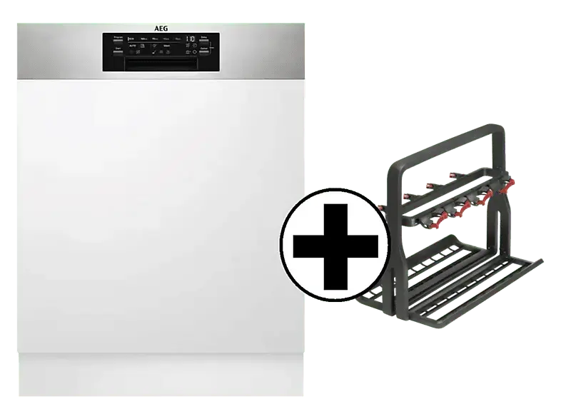 AEG FES7574APM 7000 GlassCare Geschirrsp&uuml;ler inkl. Glaskorb f&uuml;r 8 Stielgl&auml;ser (integrierbar, Besteckschublade, 596 mm breit, 44 dB(A), B, Edelstahl)