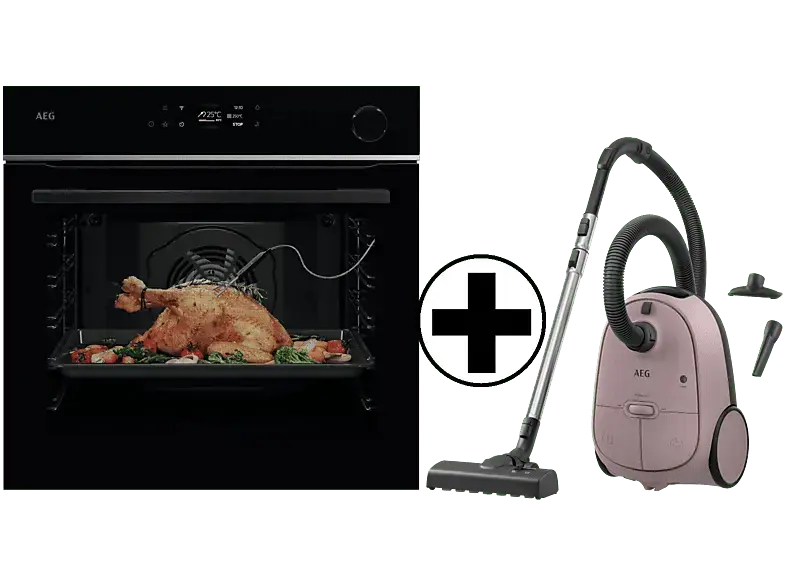 AEG TR7PB63ZSB 7000 MealAssist mit SteamCrisp&reg; Backofen inkl. AB61C1WP Staubsauger mit Beutel (Rosa)