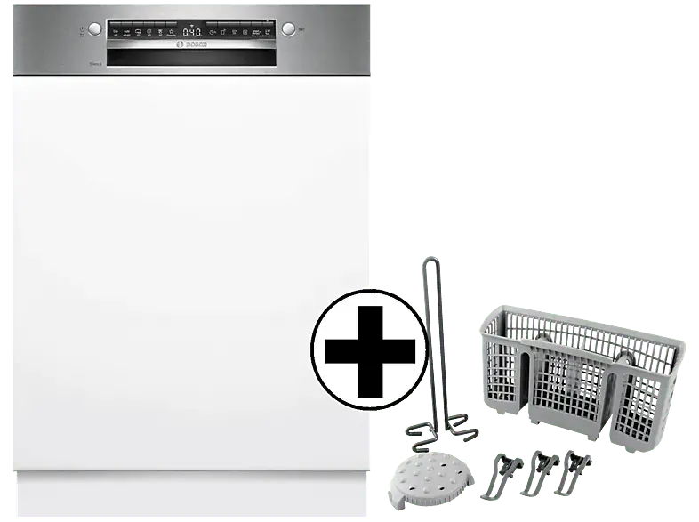 Bosch SMI4HTS14E Serie 4 Geschirrsp&uuml;ler inkl. Sp&uuml;lhilfe-Set (Einbauger&auml;t, Besteckkorb, 598 mm breit, 46 dB(A), C, Silber)