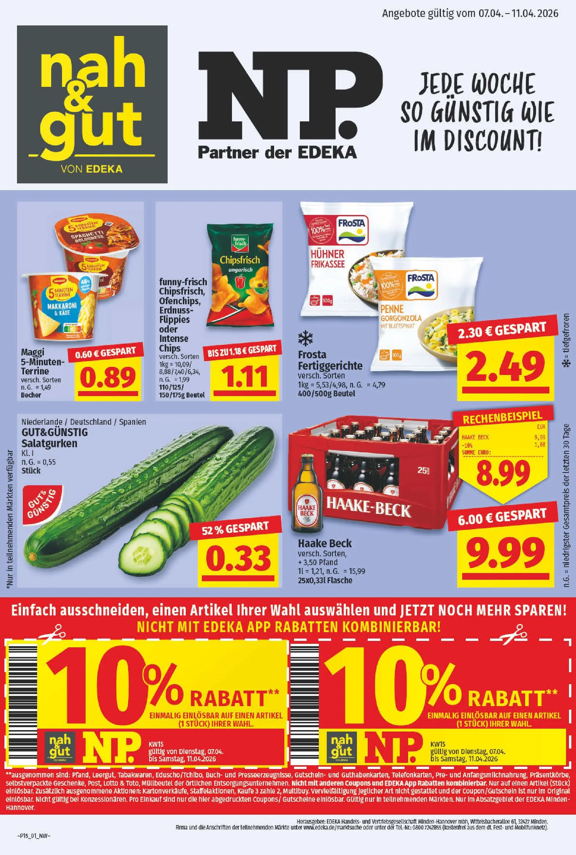 Angebote - nah & gut: Wochenangebote (ab 06.04.2026) zum Blättern | Seite: 1 | Produkte: Maggi, Käse, Fertiggerichte, Chips