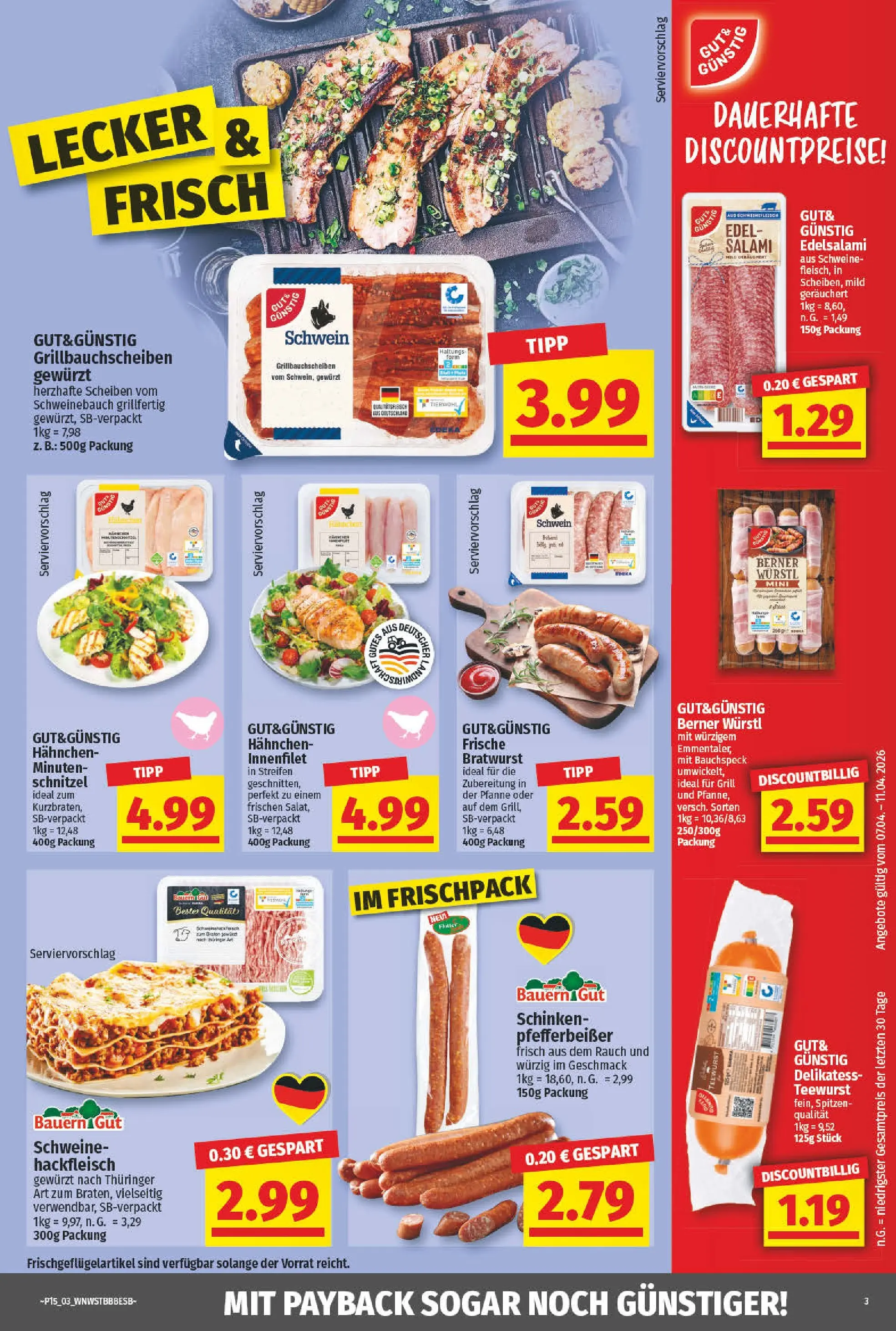 Angebote - nah & gut: Wochenangebote (ab 06.04.2026) zum Blättern | Seite: 3 | Produkte: Grill, Hahnchen, Schnitzel, Salami
