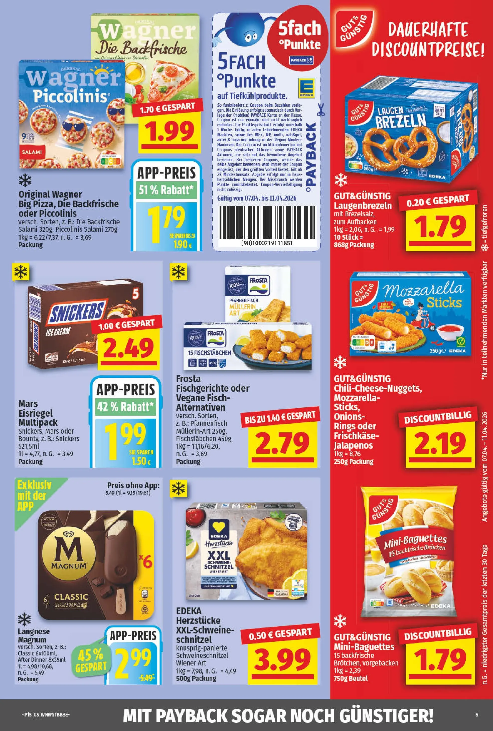 Angebote - nah & gut: Wochenangebote (ab 06.04.2026) zum Blättern | Seite: 5 | Produkte: Langnese, Fisch, Fischstabchen, Frischkase