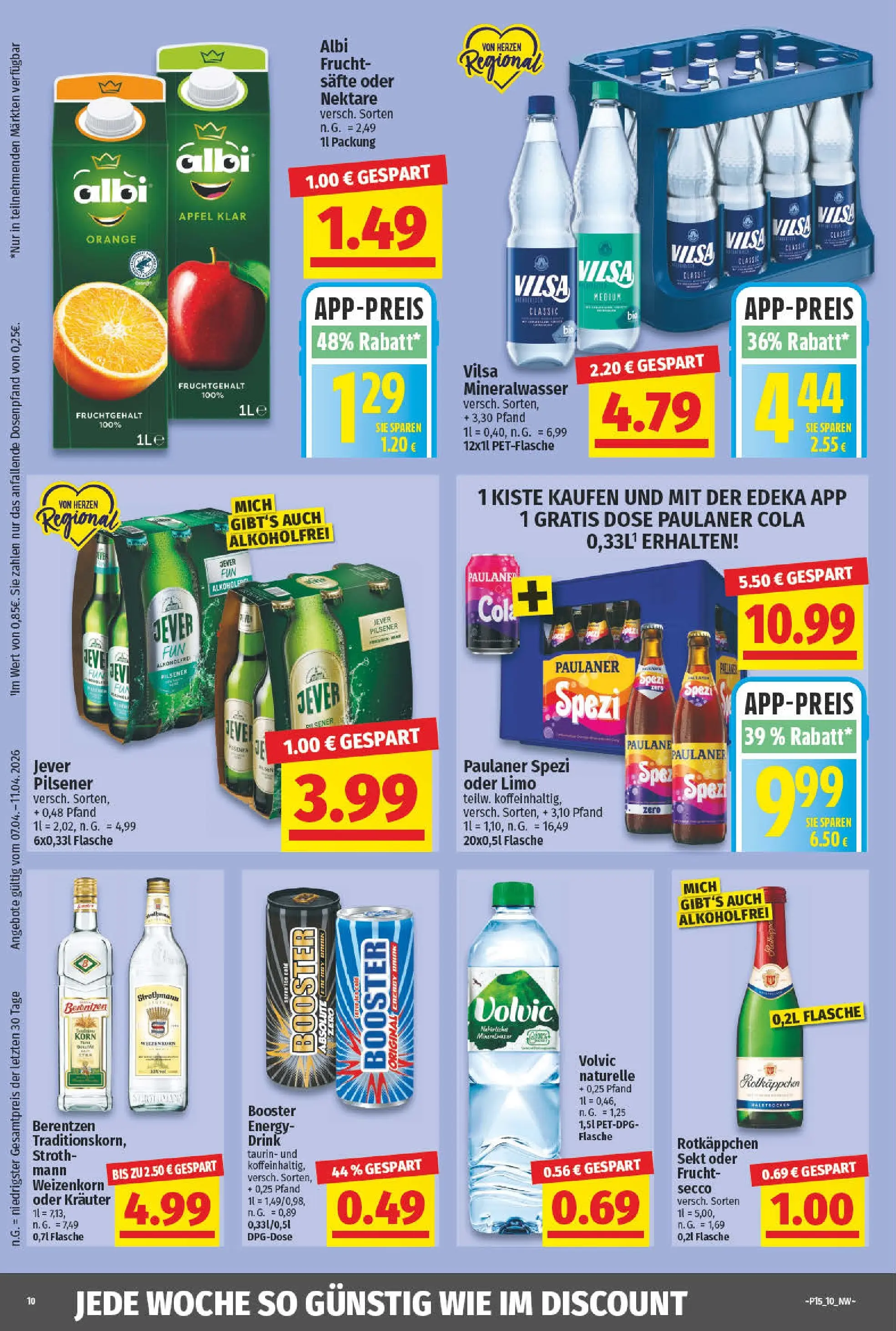 Angebote - nah & gut: Wochenangebote (ab 06.04.2026) zum Blättern | Seite: 10 | Produkte: Cola, Energy, Äpfel, Paulaner