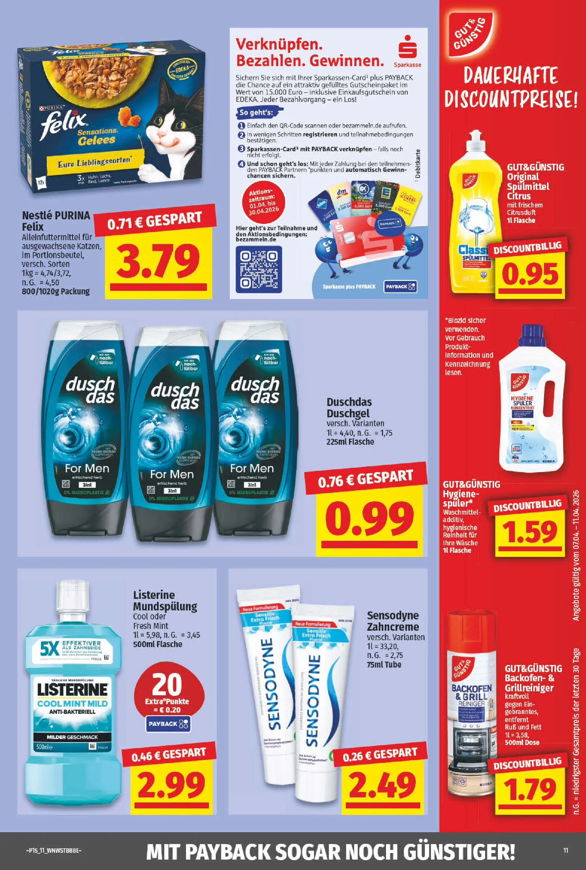 Angebote - nah & gut: Wochenangebote (ab 06.04.2026) zum Blättern | Seite: 11 | Produkte: Duschgel, Waschmittel, Backofen, Listerine