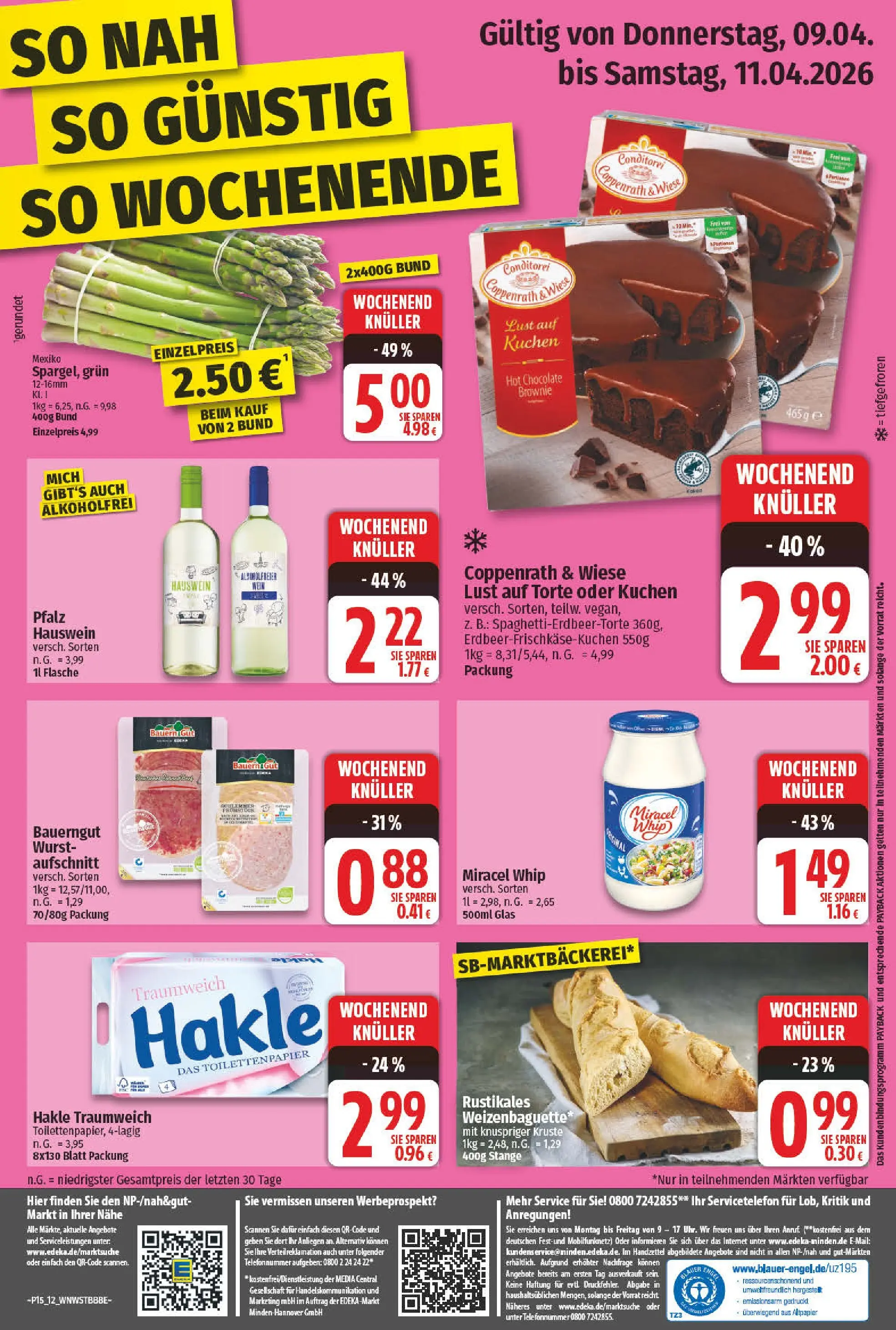 Angebote - nah & gut: Wochenangebote (ab 06.04.2026) zum Blättern | Seite: 12 | Produkte: Miracel whip, Wurst, Wein, Toilettenpapier