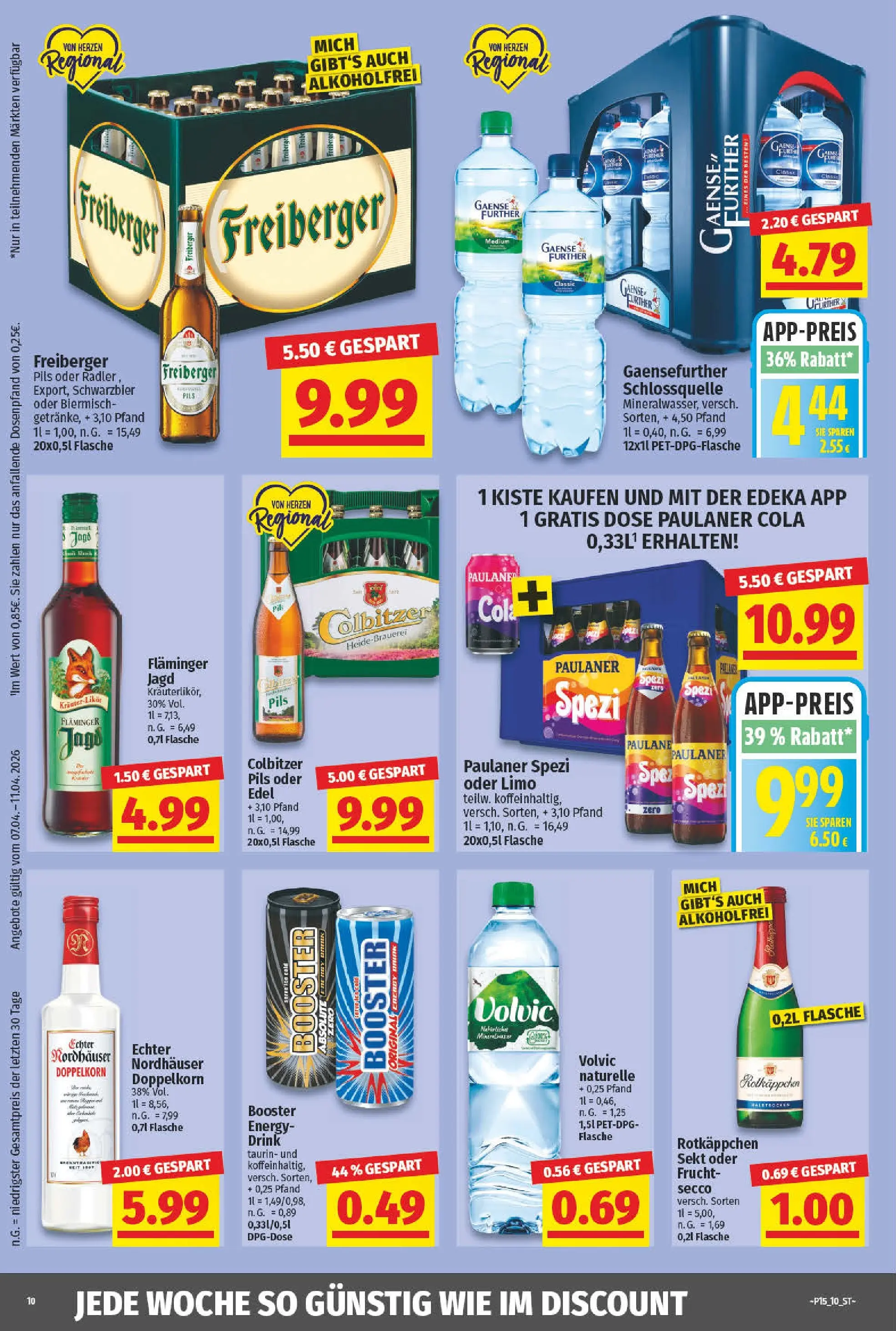 Angebote - Wochenangebote (ab 06.04.2026) zum Blättern | Seite: 10 | Produkte: Cola, Radler, Rotkäppchen, Volvic
