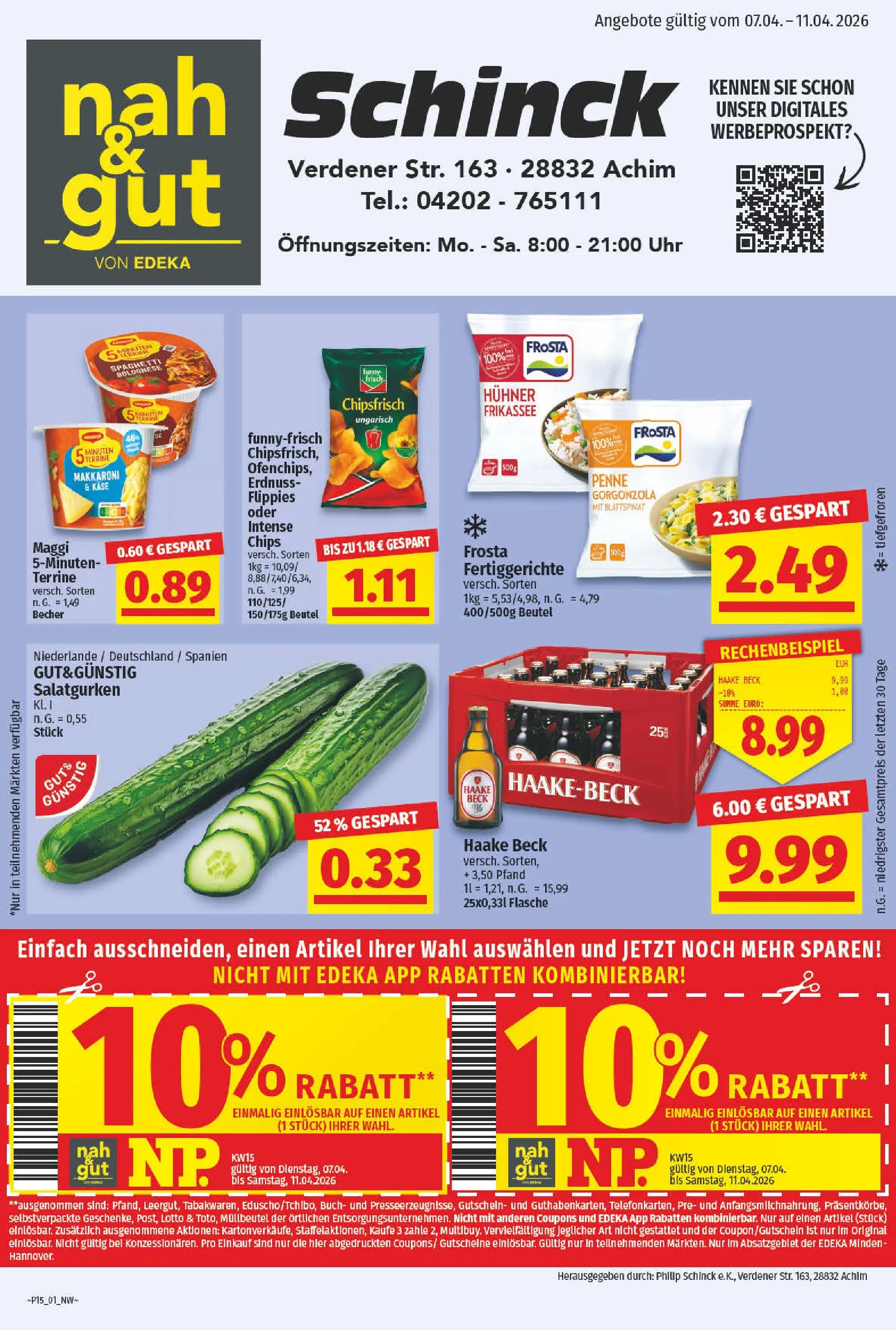 Angebote - nah & gut: Wochenangebote (ab 06.04.2026) zum Blättern | Seite: 1 | Produkte: Maggi, Käse, Fertiggerichte, Uhr