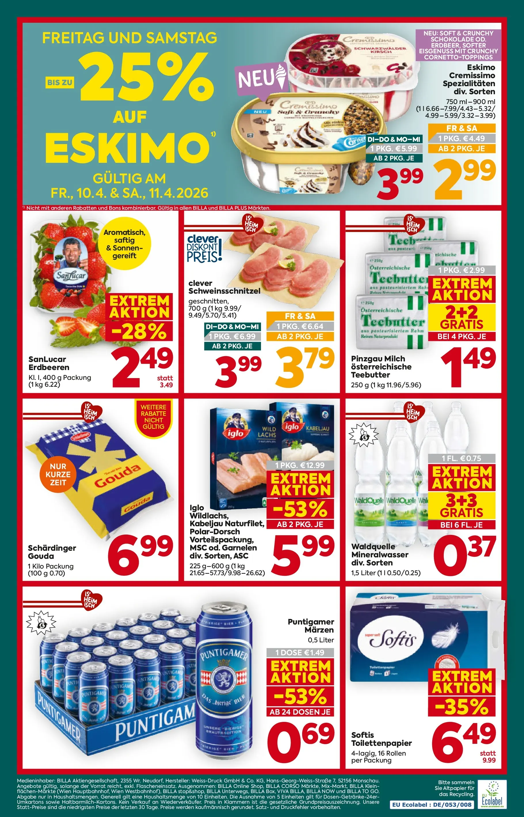Billa Plus Flugblatt - Salzburg von 07.04.2026 - Aktuelle Angebote | Seite: 16 | Produkte: Erdbeeren, Milch, Schokolade, Bier
