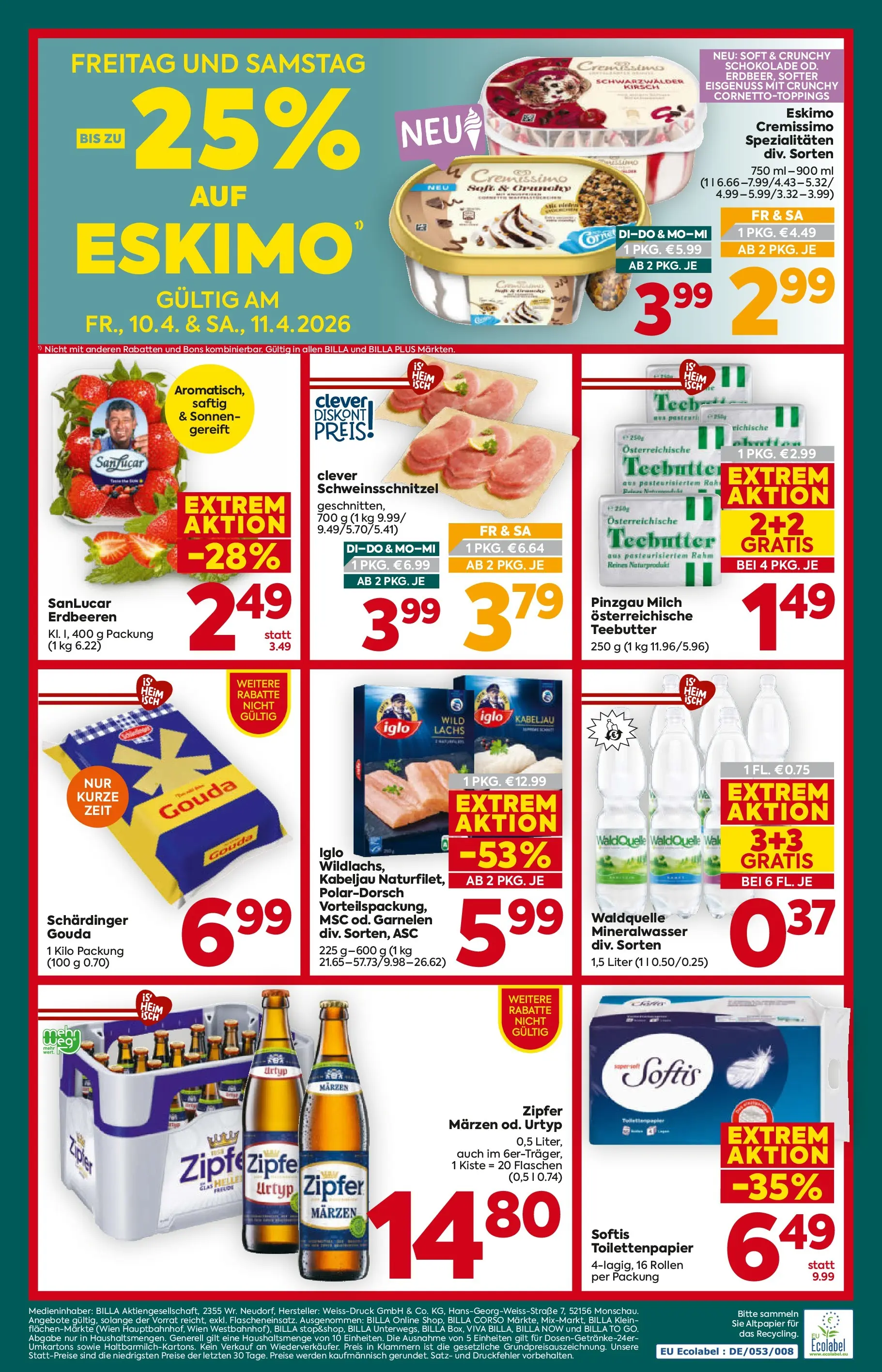 Billa Plus Flugblatt - Oberösterreich von 07.04.2026 - Aktuelle Angebote | Seite: 16 | Produkte: Erdbeeren, Milch, Schokolade