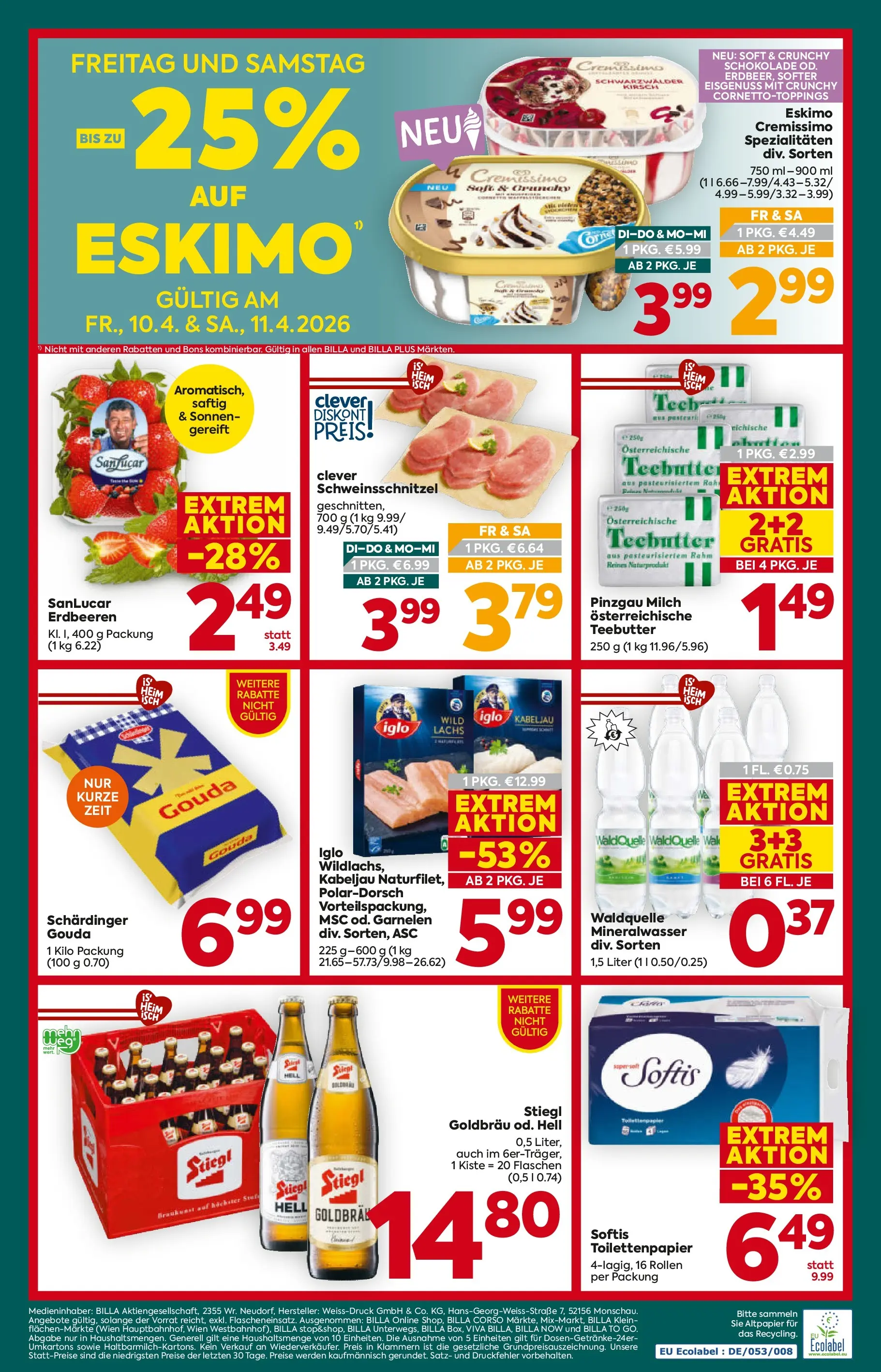 Billa Plus Flugblatt - Salzburg von 07.04.2026 - Aktuelle Angebote | Seite: 16 | Produkte: Erdbeeren, Milch, Schokolade