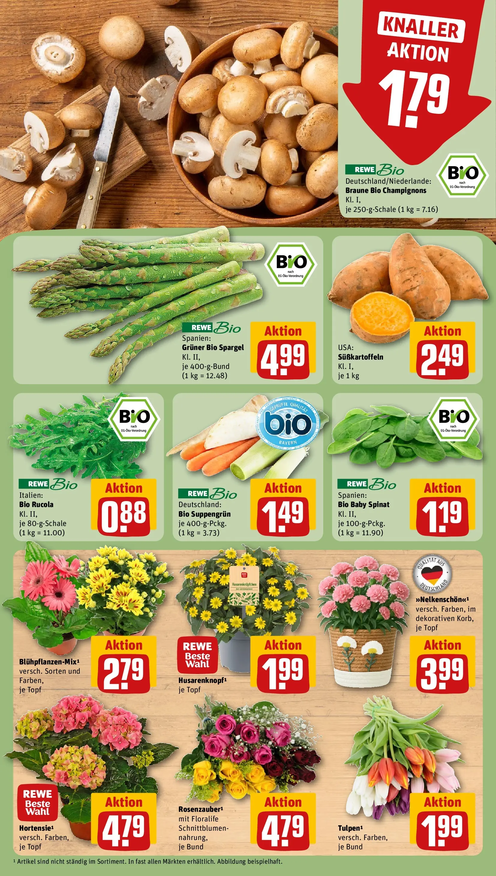 REWE Prospekt ab 05.04.2026 zum Blättern » Angebote | Seite: 7 | Produkte: Rucola, Spargel, Champignons