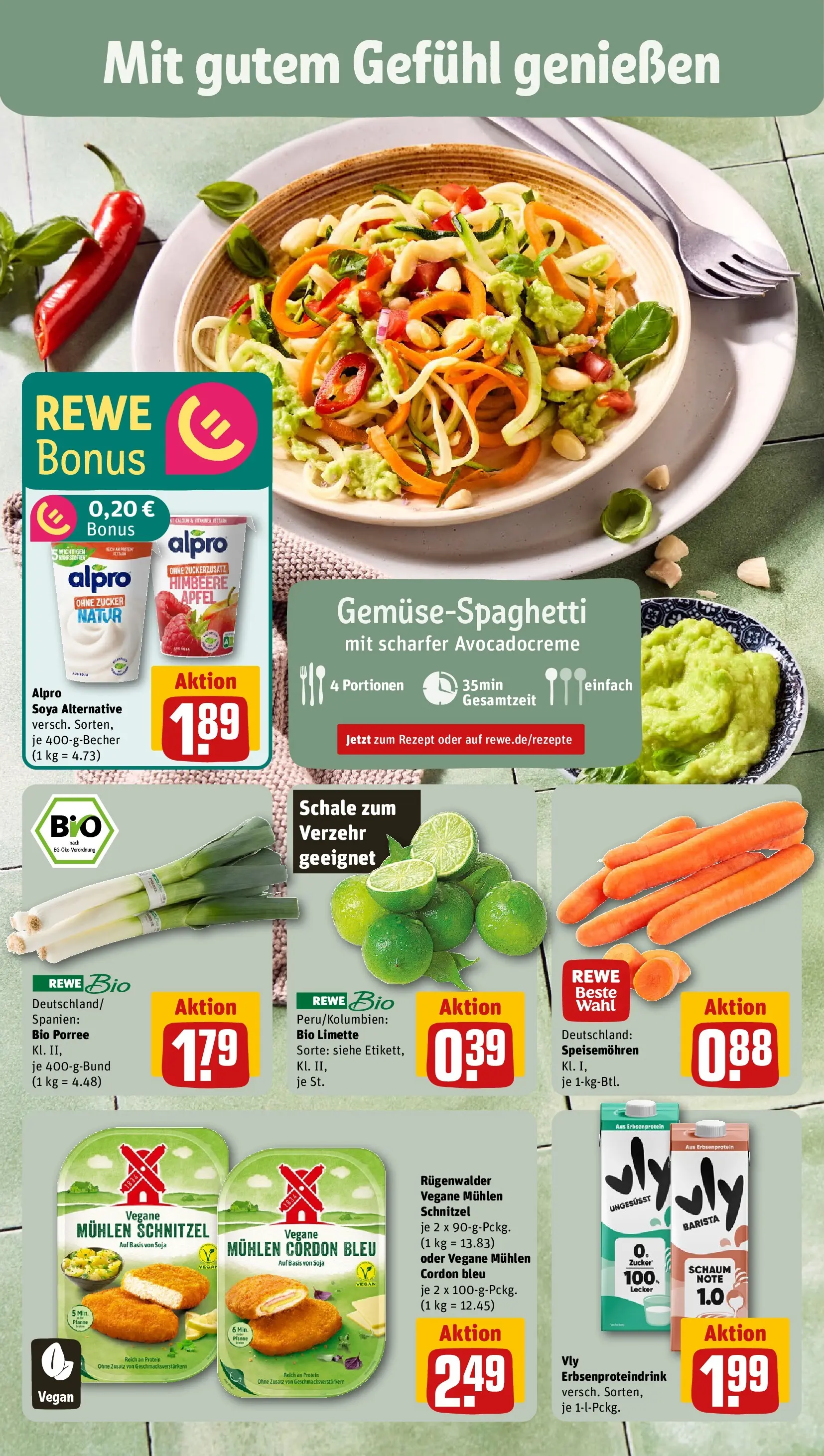 REWE Prospekt ab 05.04.2026 zum Blättern » Angebote | Seite: 4 | Produkte: Schnitzel, Alpro, Zucker, Himbeere