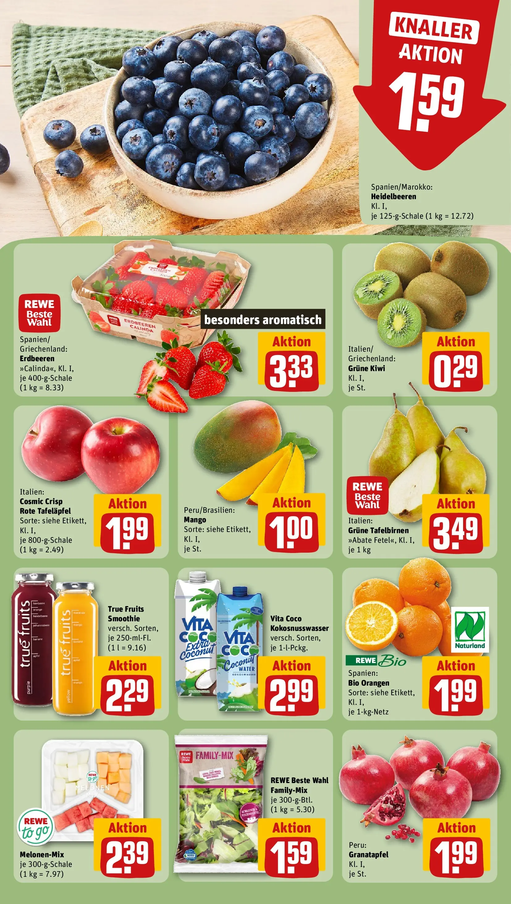 REWE Prospekt ab 05.04.2026 zum Blättern » Angebote | Seite: 6 | Produkte: Granatapfel, Heidelbeeren, Erdbeeren, Kiwi