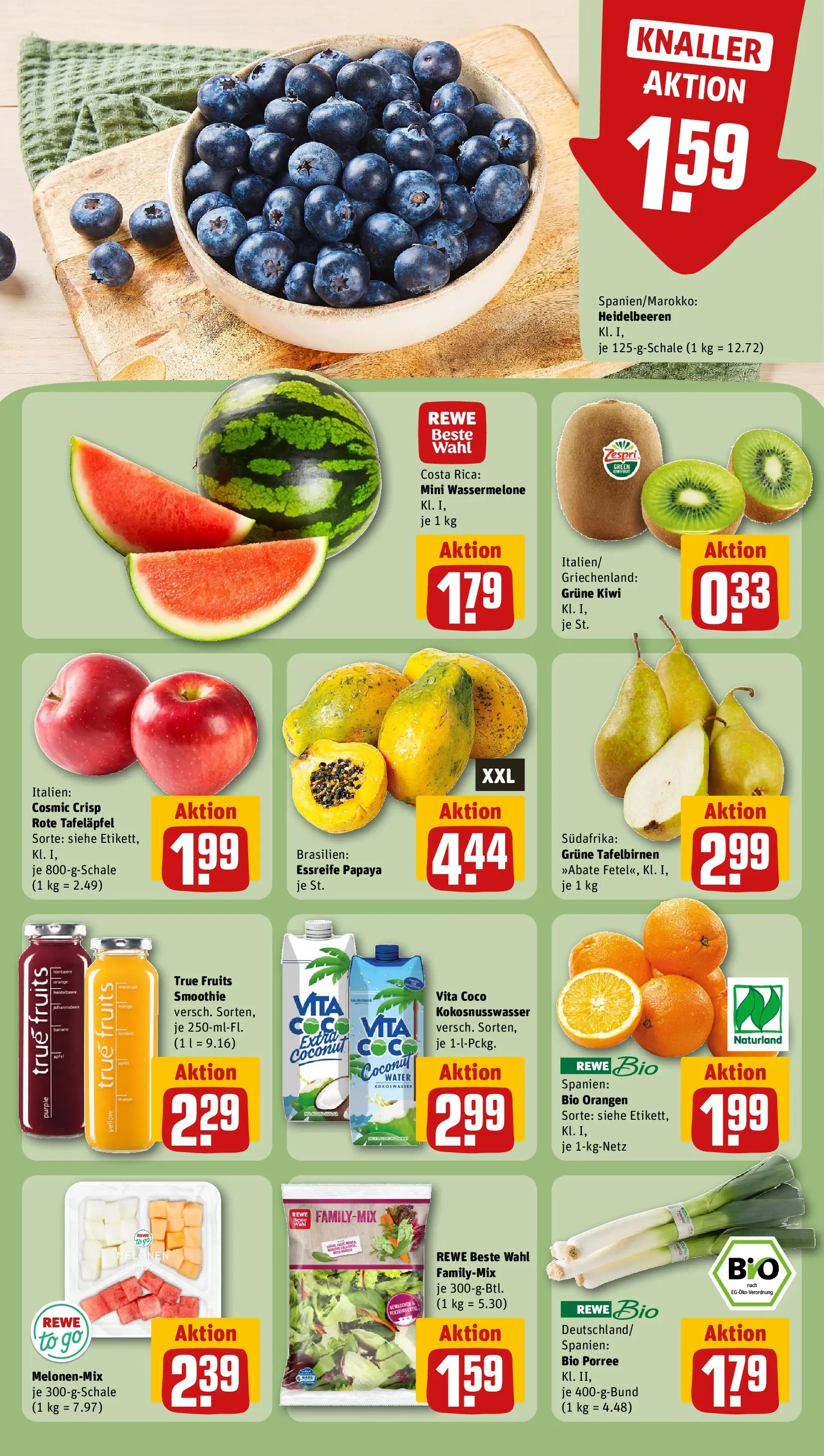 REWE Prospekt ab 05.04.2026 zum Blättern » Angebote | Seite: 6 | Produkte: Orangen, Heidelbeeren, Wassermelone, Kiwi