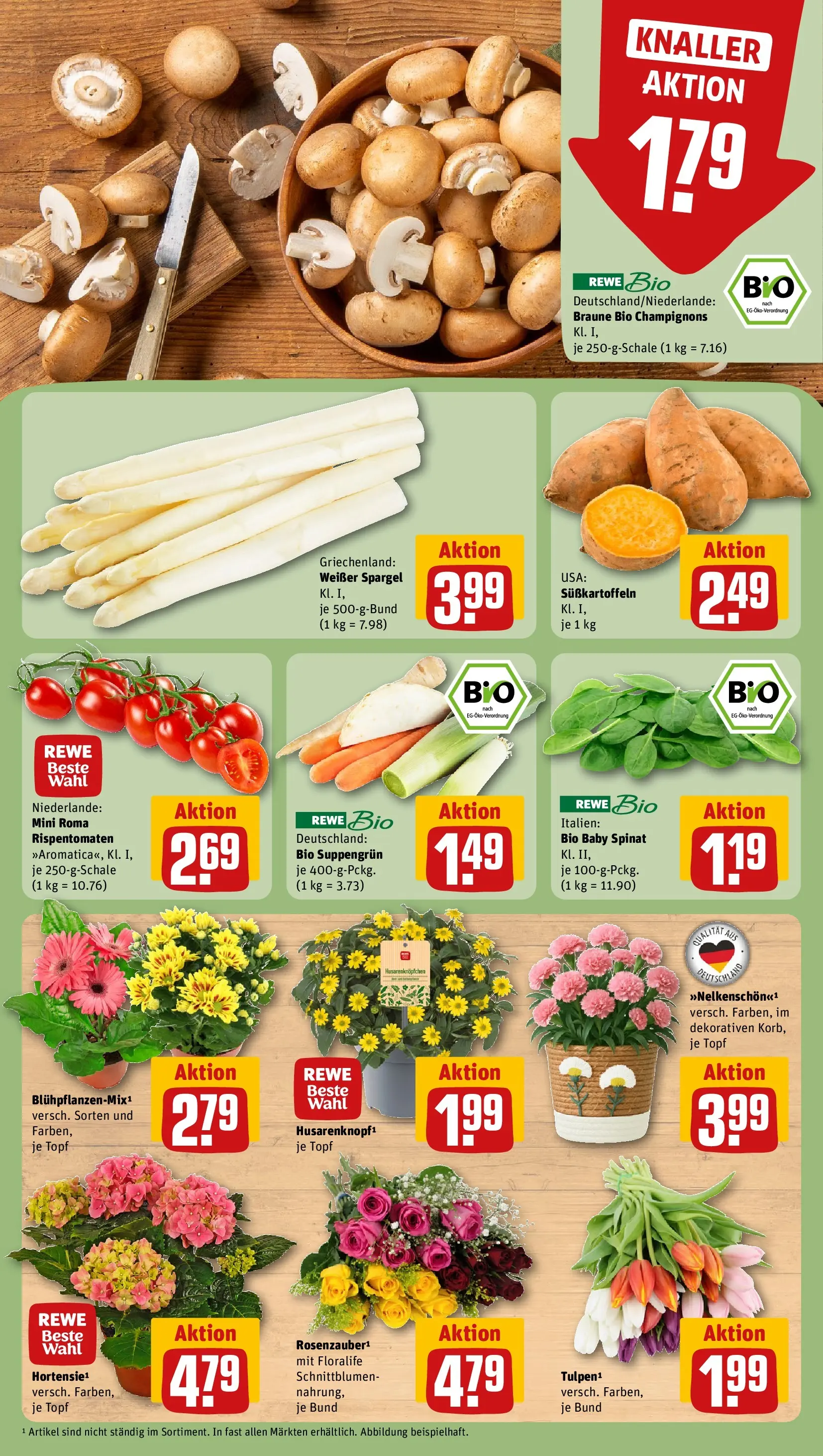 REWE Prospekt ab 05.04.2026 zum Blättern » Angebote | Seite: 7 | Produkte: Spargel, Champignons