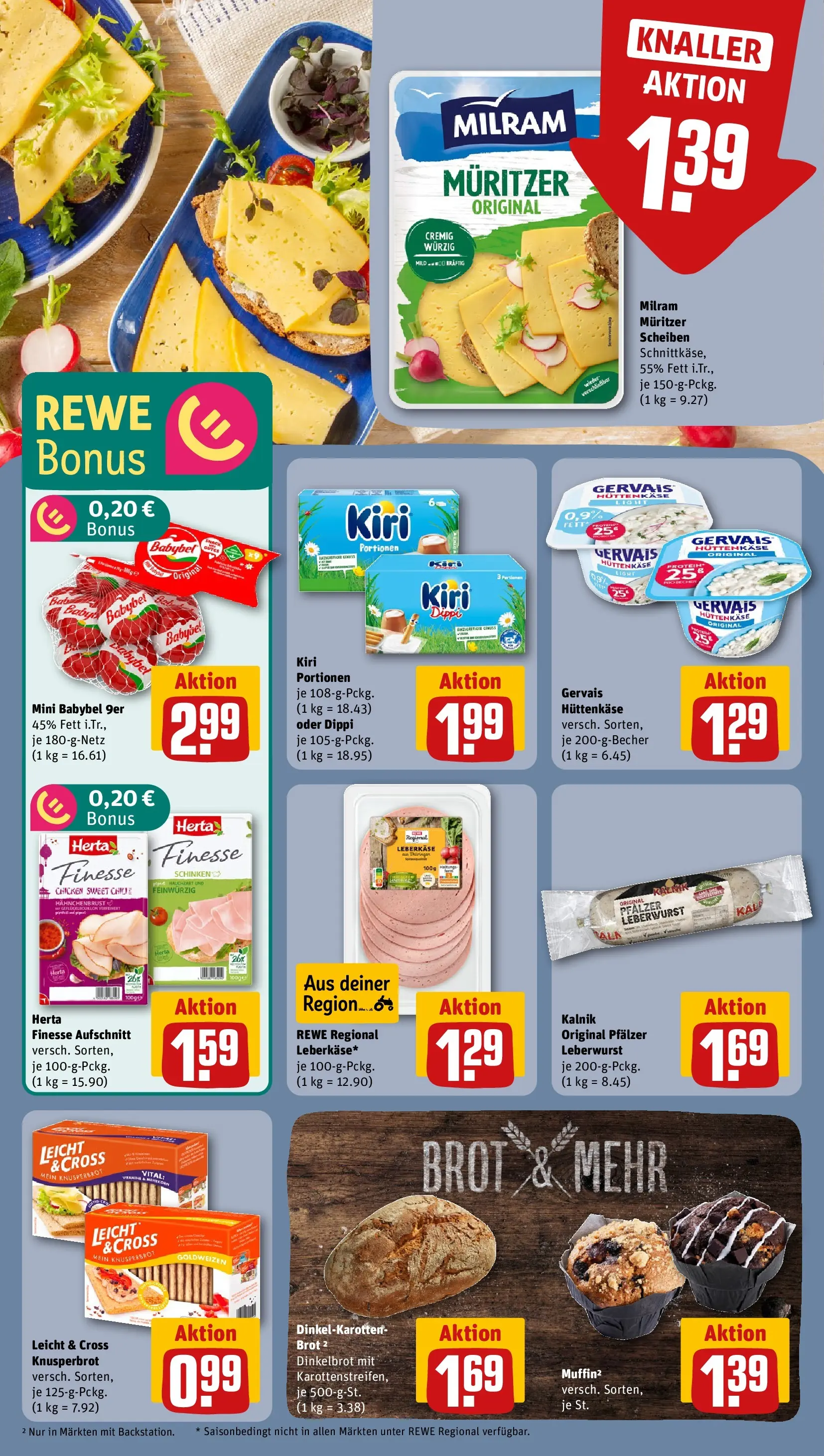 REWE Prospekt ab 05.04.2026 zum Blättern » Angebote | Seite: 10 | Produkte: Milram, Hüttenkäse, Hahnchenbrust, Leberkase