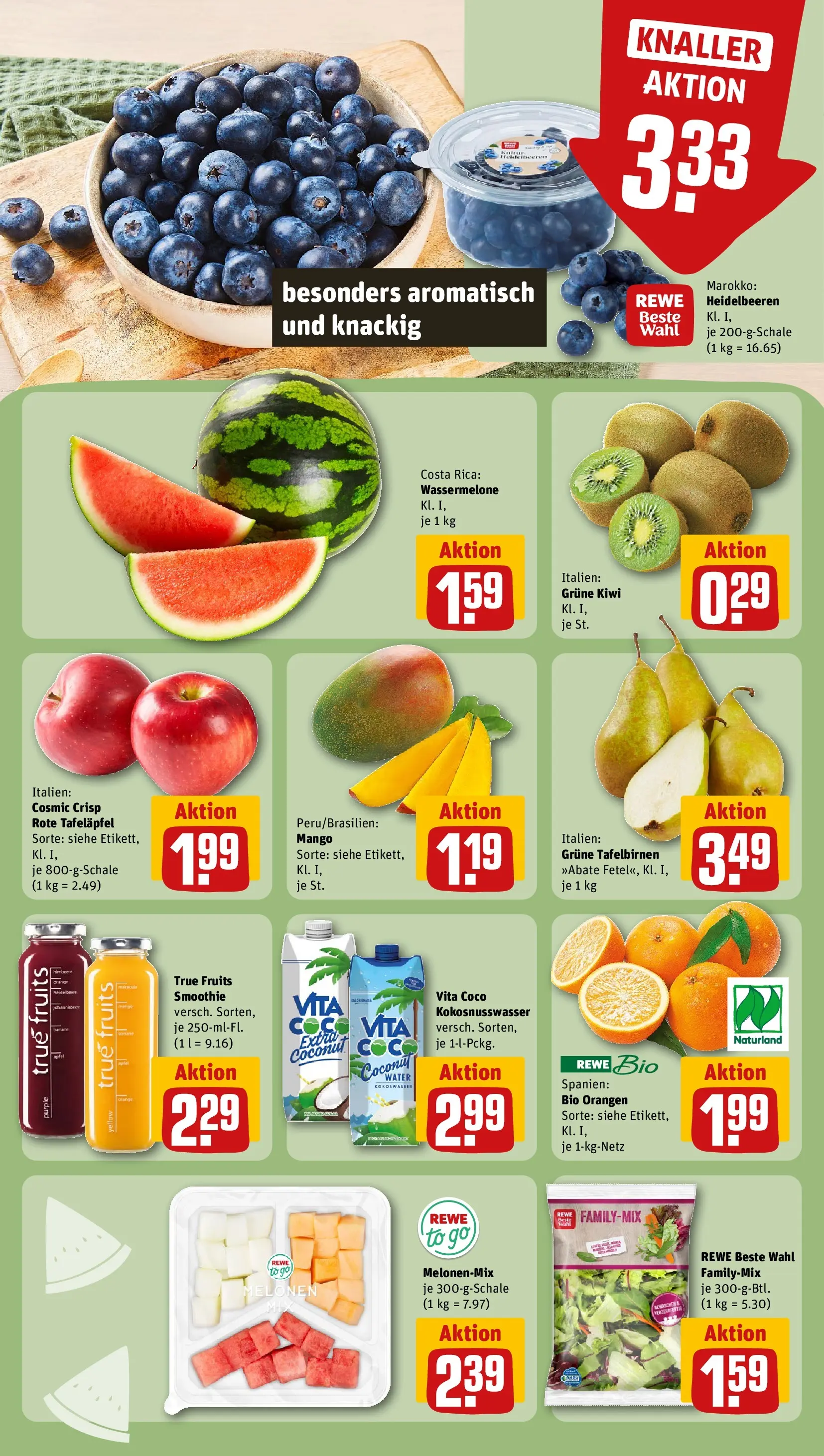 REWE Prospekt ab 05.04.2026 zum Blättern » Angebote | Seite: 6 | Produkte: Orangen, Heidelbeeren, Wassermelone, Kiwi