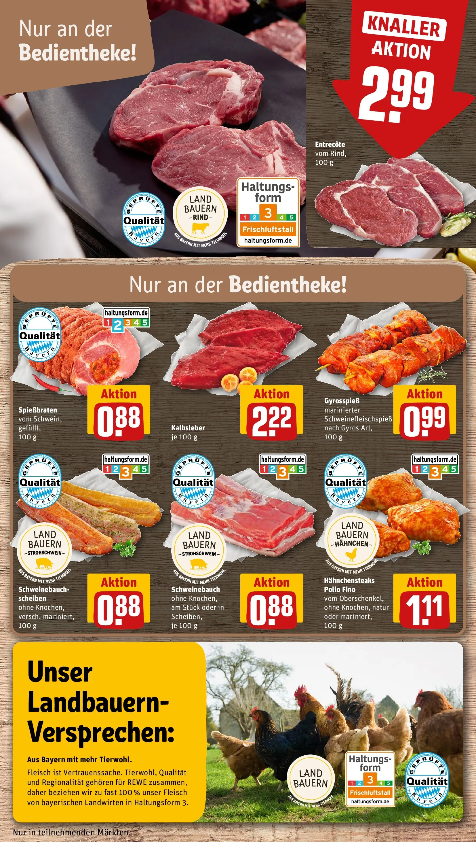 REWE Prospekt ab 05.04.2026 zum Blättern » Angebote | Seite: 10 | Produkte: Hahnchen, Schweinebauch, Kalbsleber, Fleisch