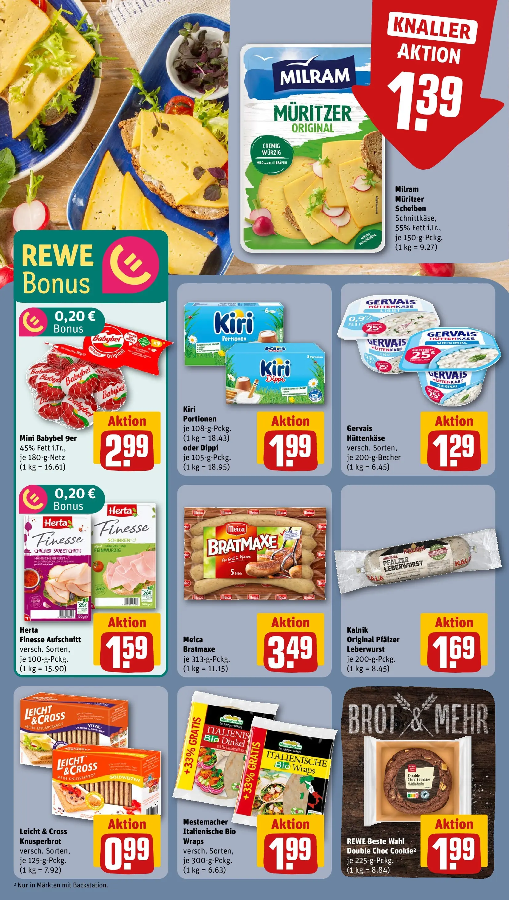 REWE Prospekt ab 05.04.2026 zum Blättern » Angebote | Seite: 12 | Produkte: Milram, Babybel, Hüttenkäse, Herta finesse