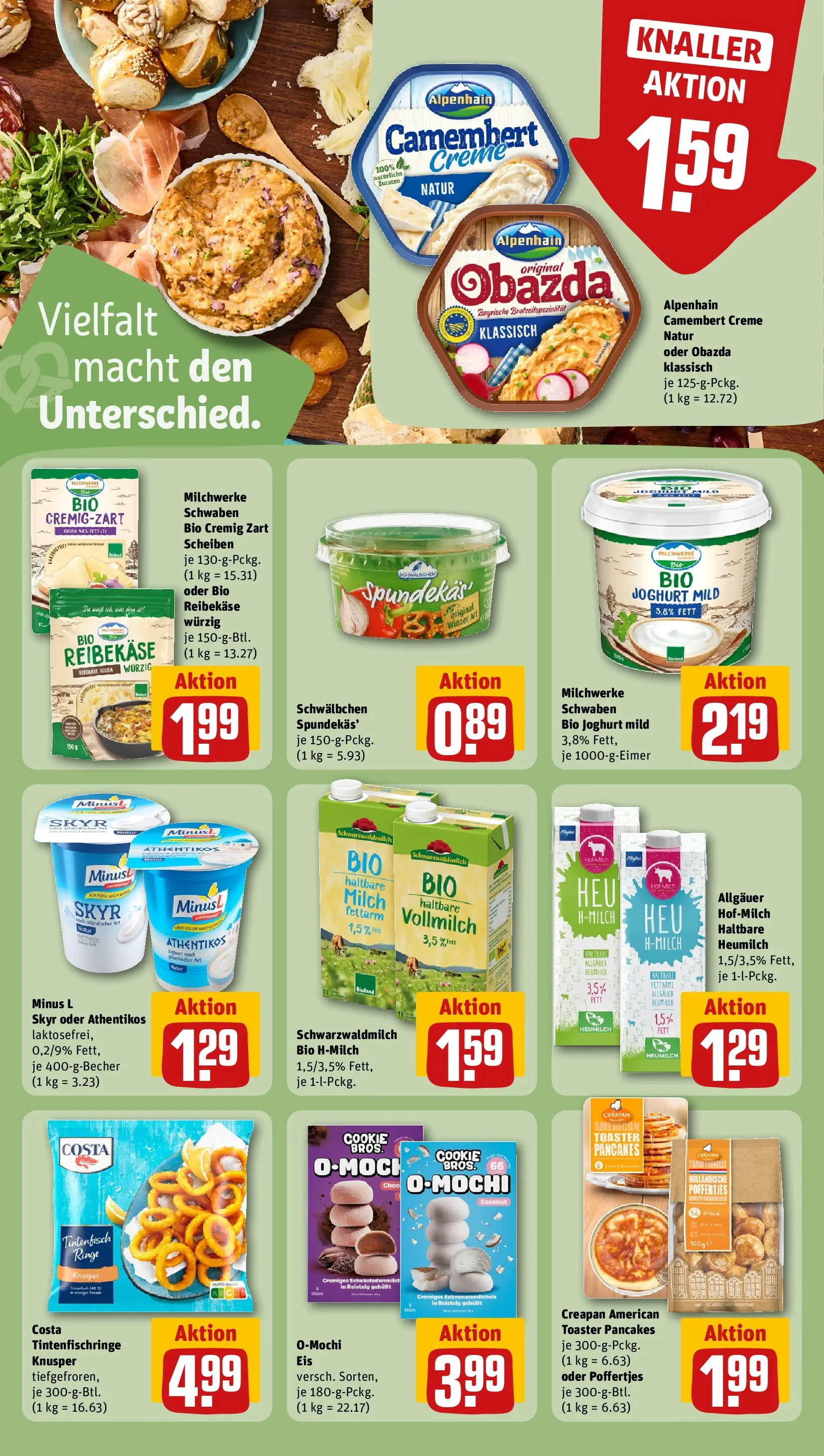 REWE Prospekt ab 05.04.2026 zum Blättern » Angebote | Seite: 17 | Produkte: Milch, Tintenfisch, Eis, Mochi