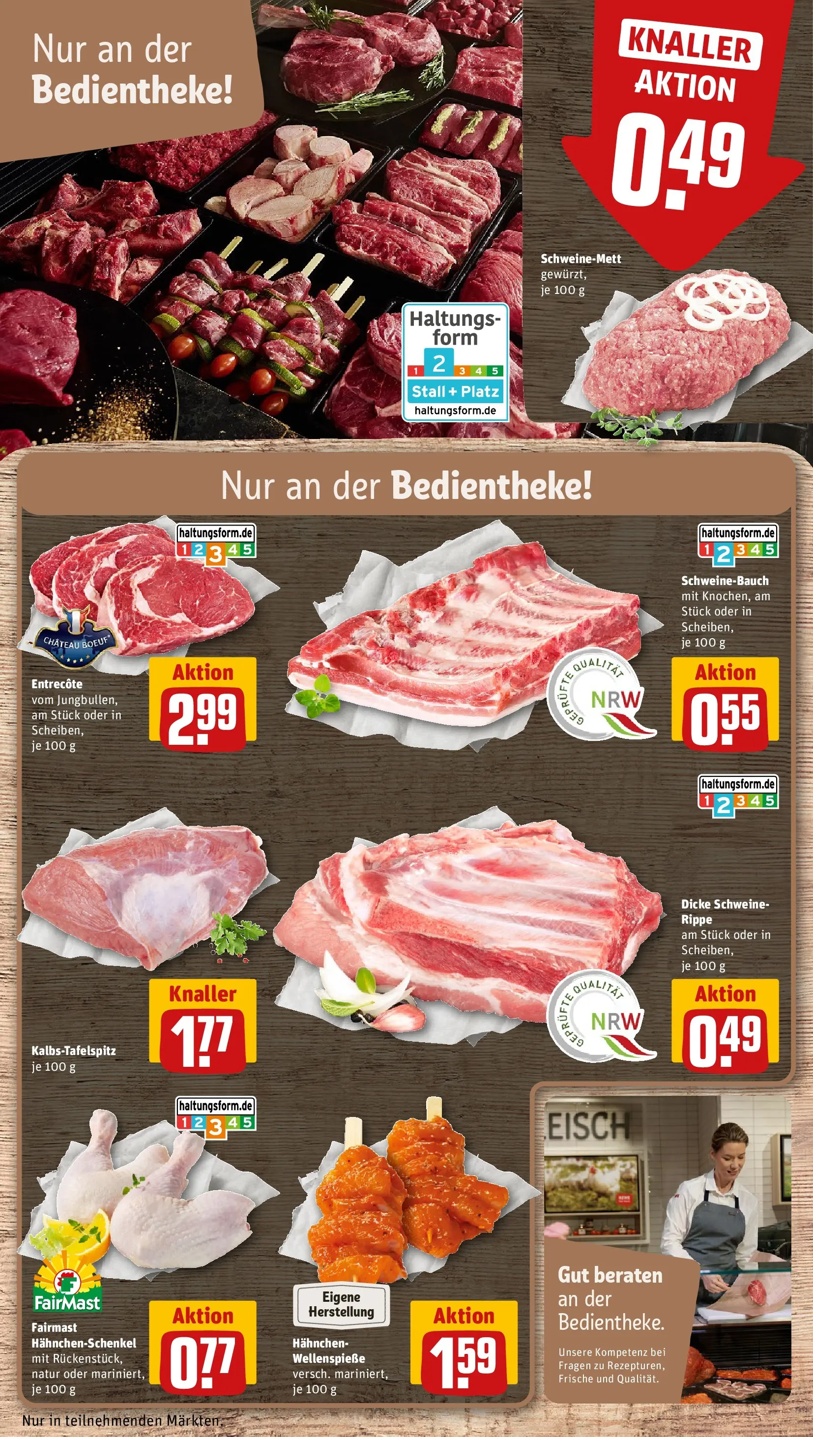 REWE Prospekt ab 05.04.2026 zum Blättern » Angebote | Seite: 10 | Produkte: Hahnchenschenkel, Schweinebauch, Entrecote, Steak
