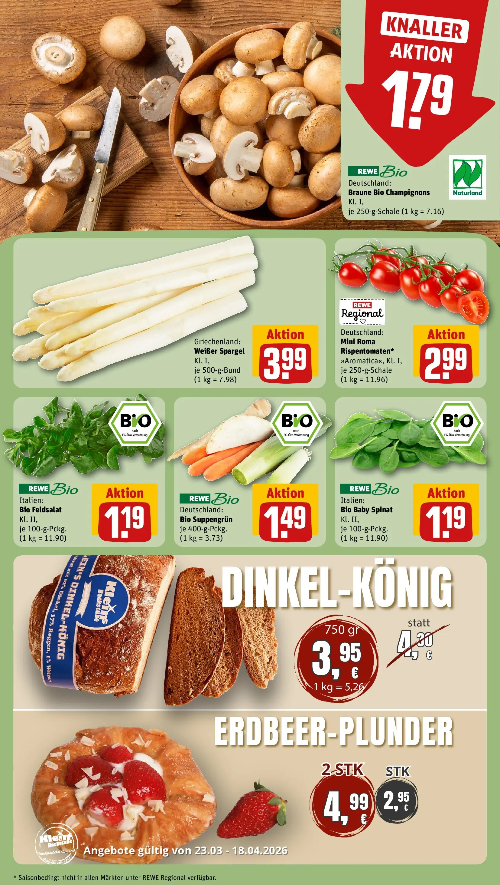 REWE Prospekt ab 05.04.2026 zum Blättern » Angebote | Seite: 7 | Produkte: Spargel, Champignons