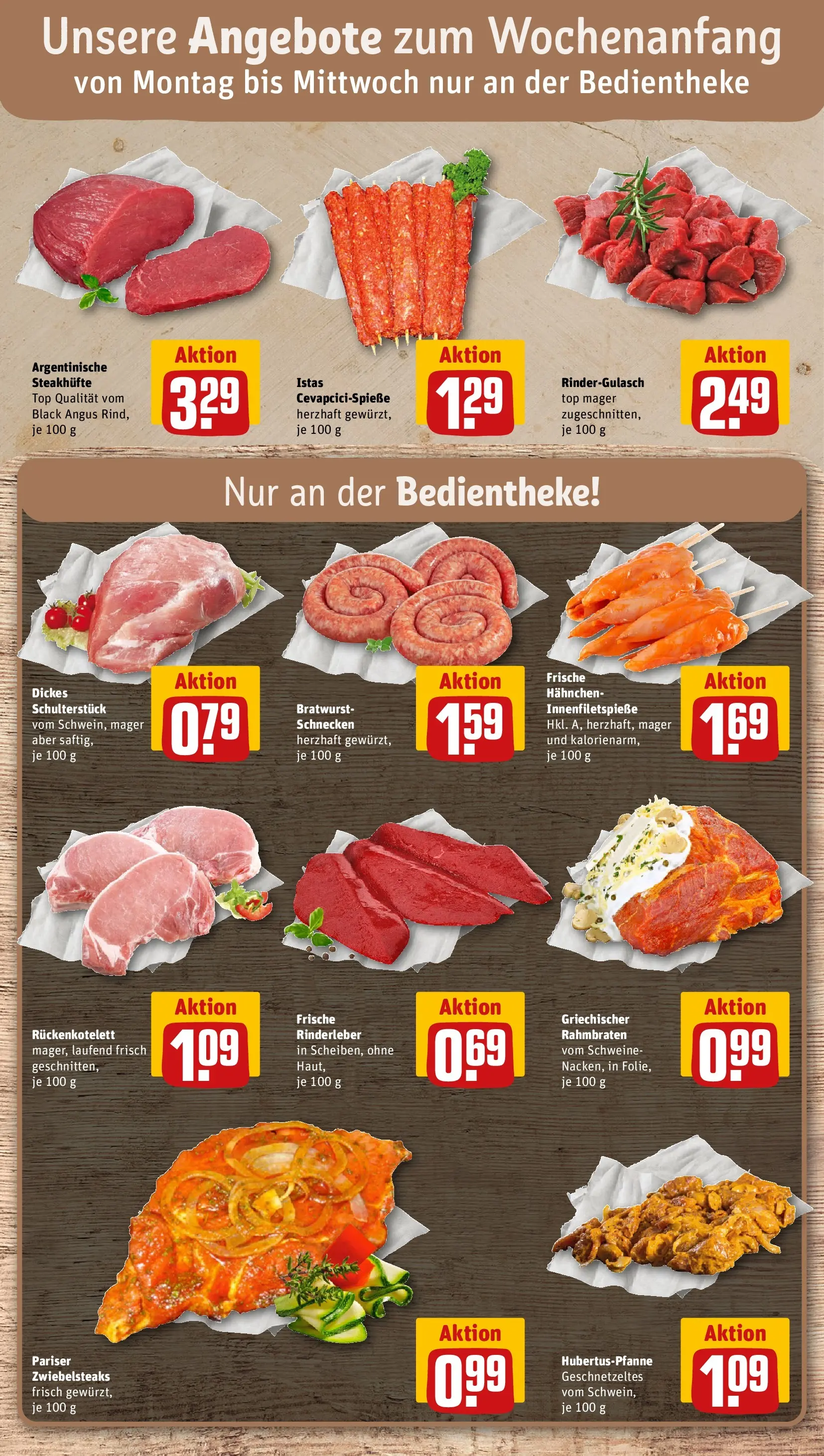 REWE Prospekt ab 05.04.2026 zum Blättern » Angebote | Seite: 8 | Produkte: Top, Rindergulasch, Bratwurst, Cevapcici