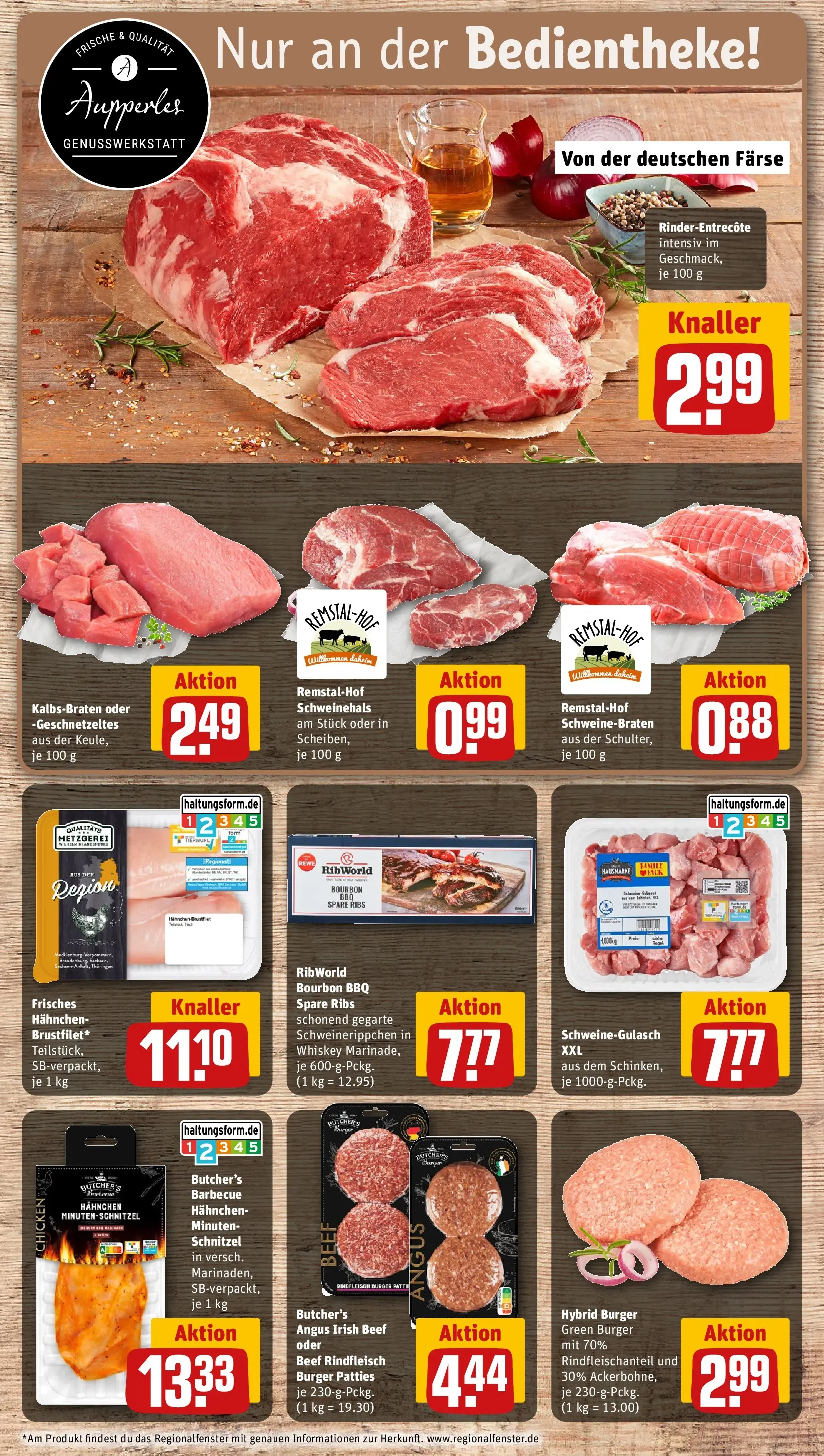 REWE Prospekt ab 05.04.2026 zum Blättern » Angebote | Seite: 8 | Produkte: Spare ribs, Entrecote, Rindfleisch, Bourbon