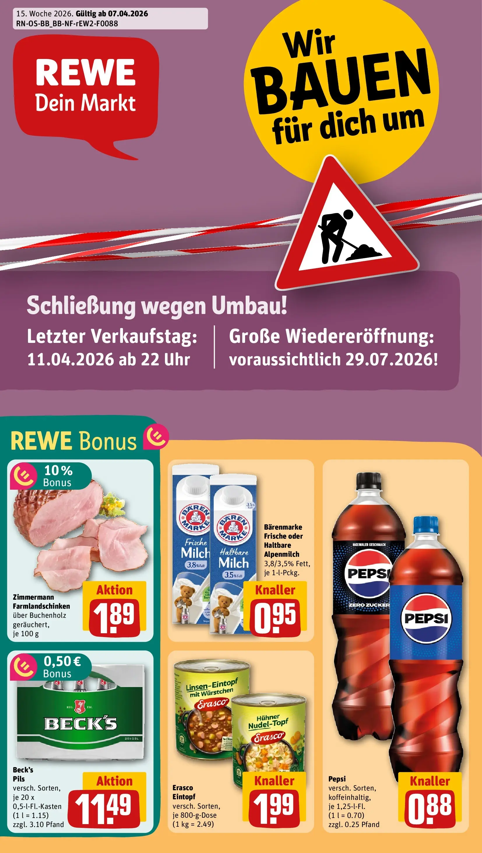 REWE Prospekt ab 05.04.2026 zum Blättern » Angebote | Seite: 1 | Produkte: Cola, Milch, Pils, Zucker