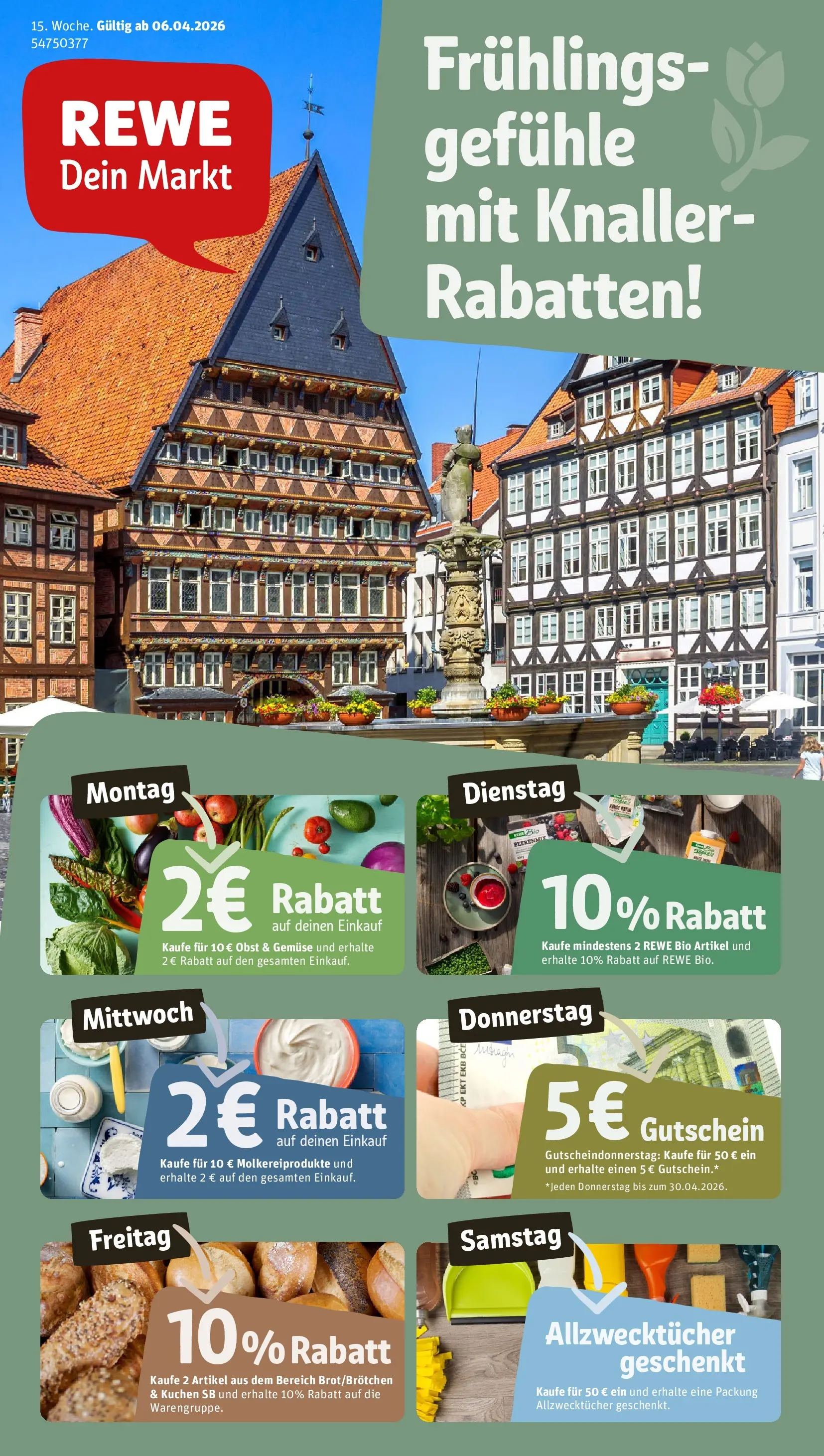 REWE Prospekt ab 05.04.2026 zum Blättern » Angebote | Seite: 1 | Produkte: Gemüse, Obst, Kuchen