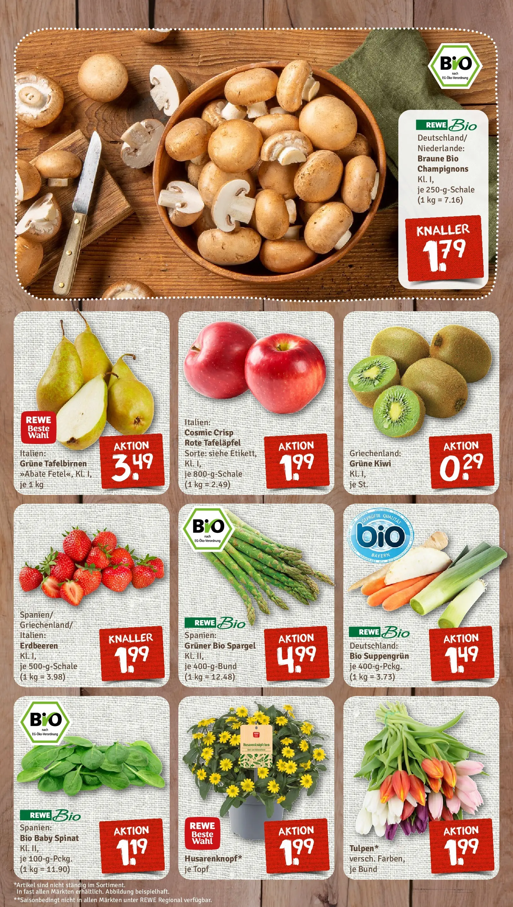 REWE Prospekt ab 05.04.2026 zum Blättern » Angebote | Seite: 3 | Produkte: Spargel, Apple, Champignons, Erdbeeren