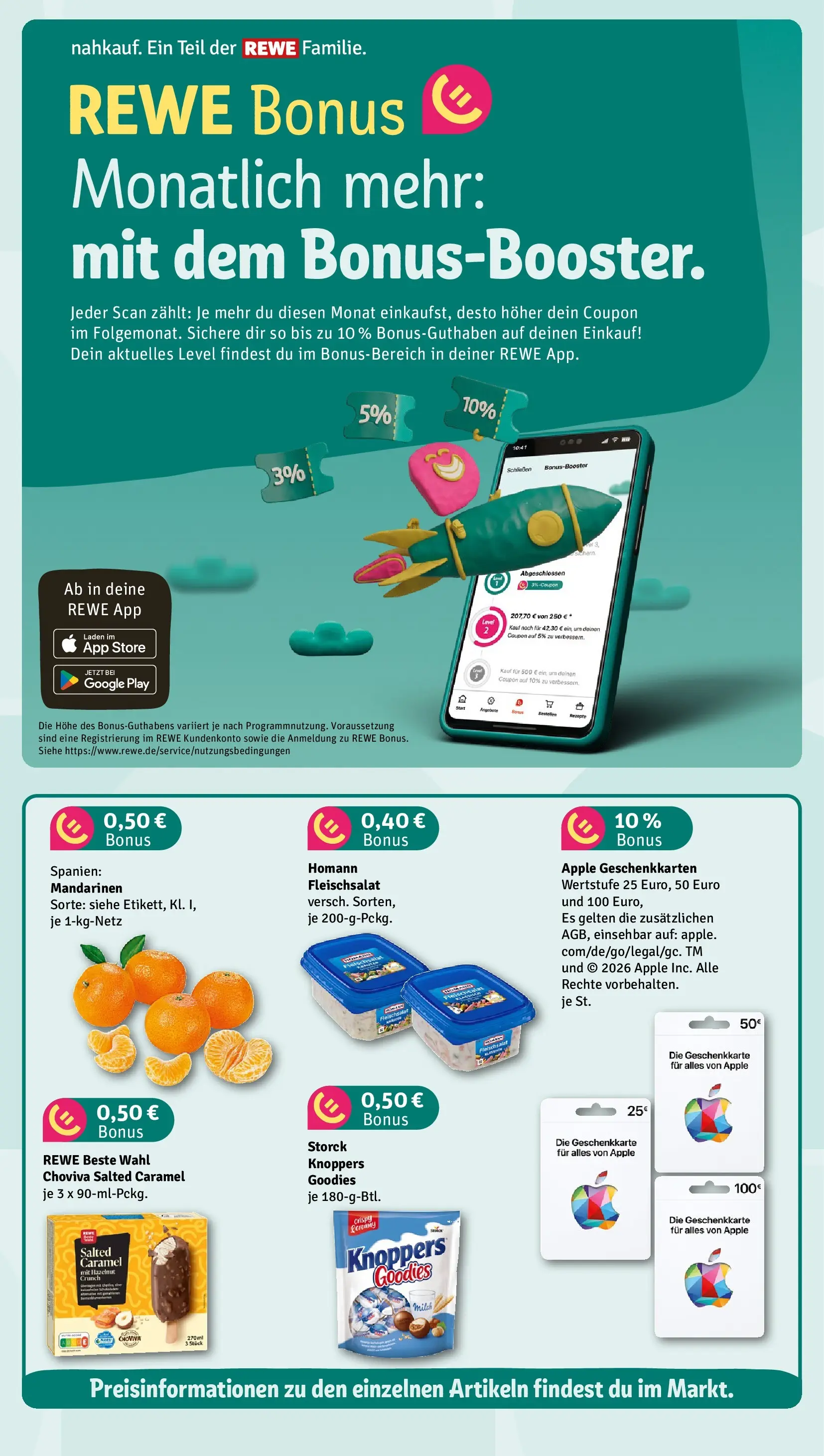 REWE Prospekt ab 05.04.2026 zum Blättern » Angebote | Seite: 4 | Produkte: Mandarinen, Apple, Knoppers