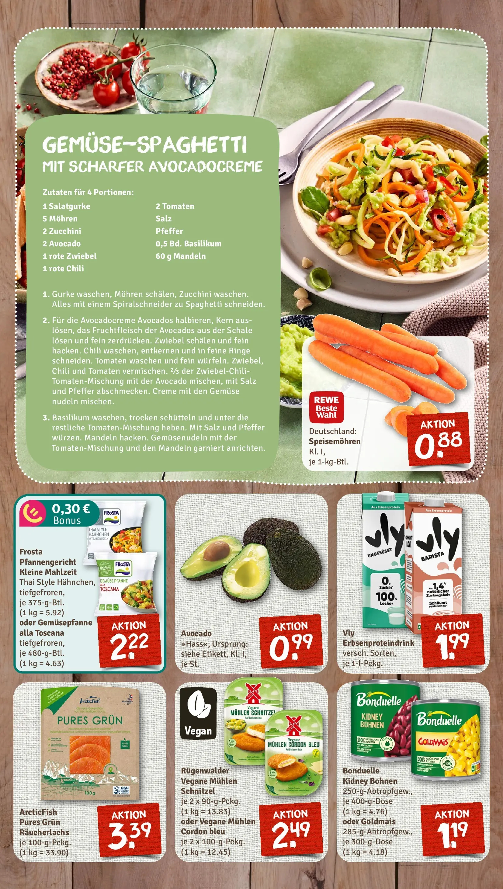 REWE Prospekt ab 05.04.2026 zum Blättern » Angebote | Seite: 2 | Produkte: Mandeln, Frosta, Mohren, Räucherlachs