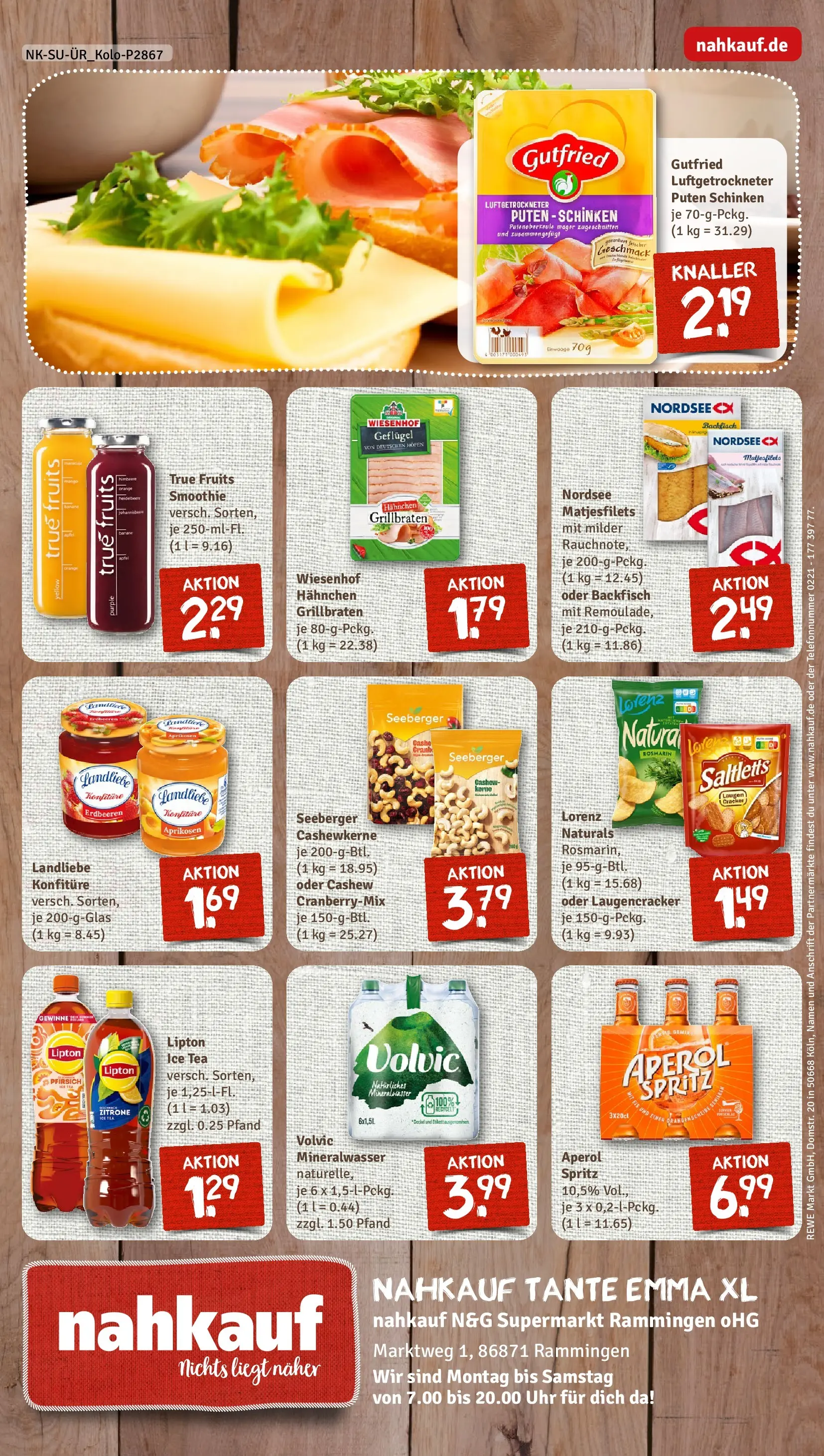 REWE Prospekt ab 05.04.2026 zum Blättern » Angebote | Seite: 8 | Produkte: Pfirsich, Schinken, Volvic, Uhr