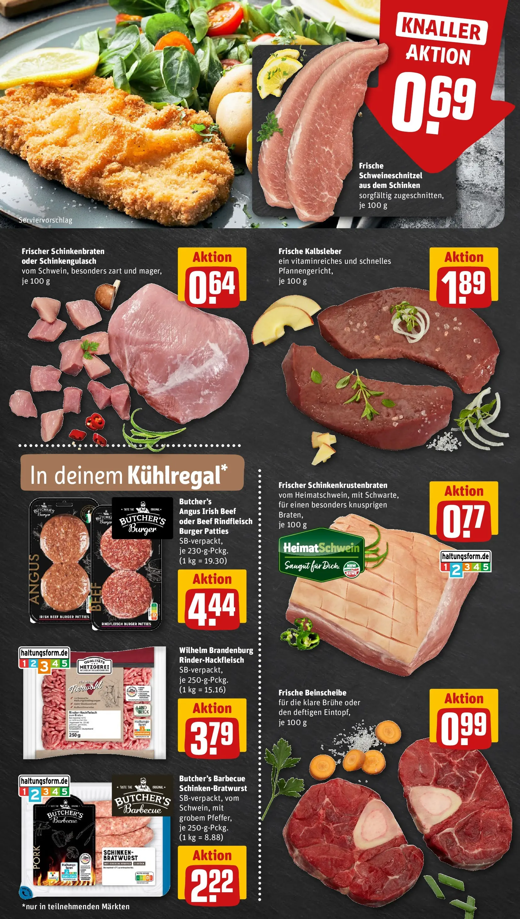 REWE Prospekt ab 05.04.2026 zum Blättern » Angebote | Seite: 6 | Produkte: Bratwurst, Burger, Schinken, Rindfleisch