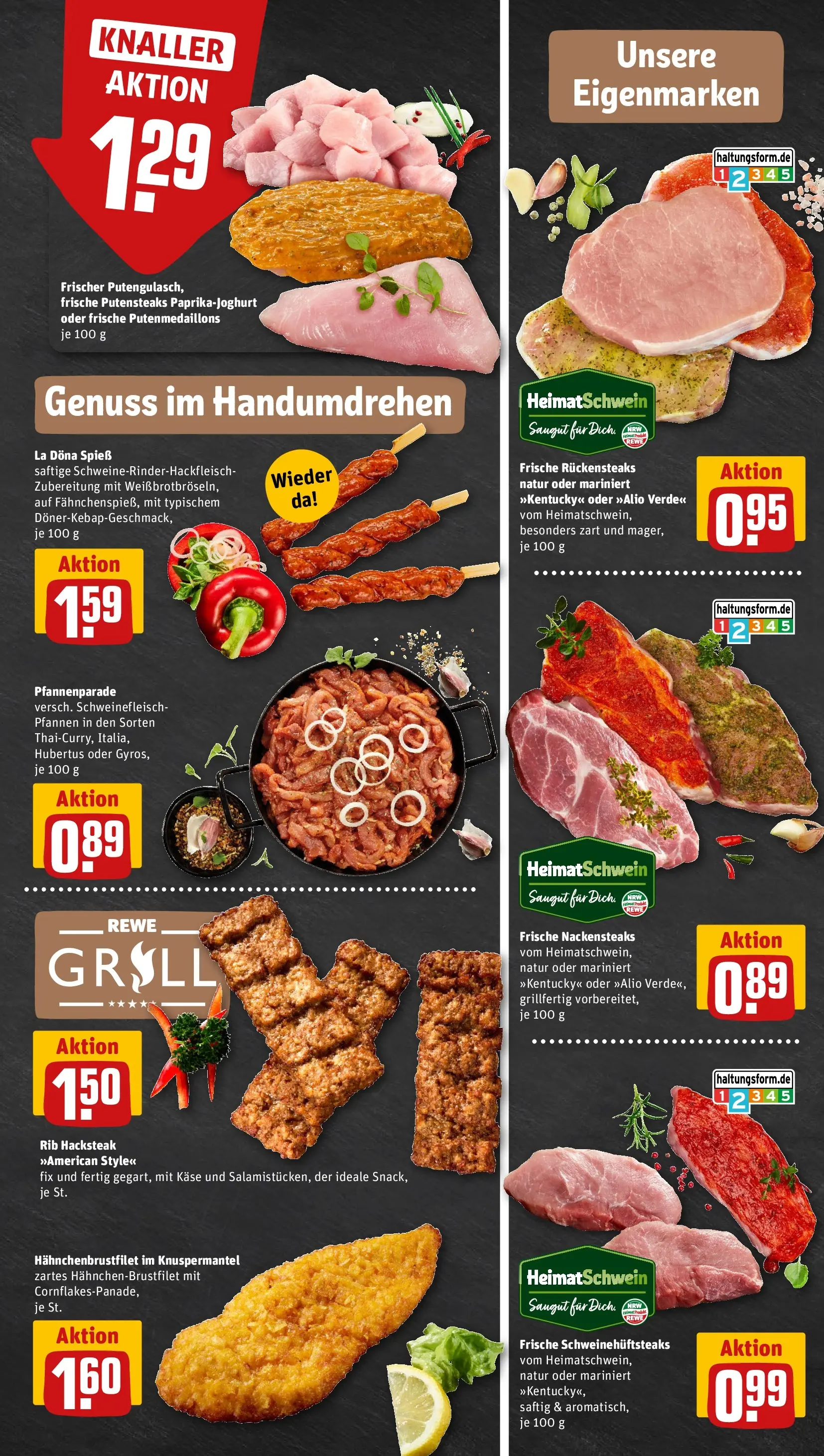 REWE Prospekt ab 05.04.2026 zum Blättern » Angebote | Seite: 7 | Produkte: Nackensteaks, Käse, Schweinefleisch, Steak