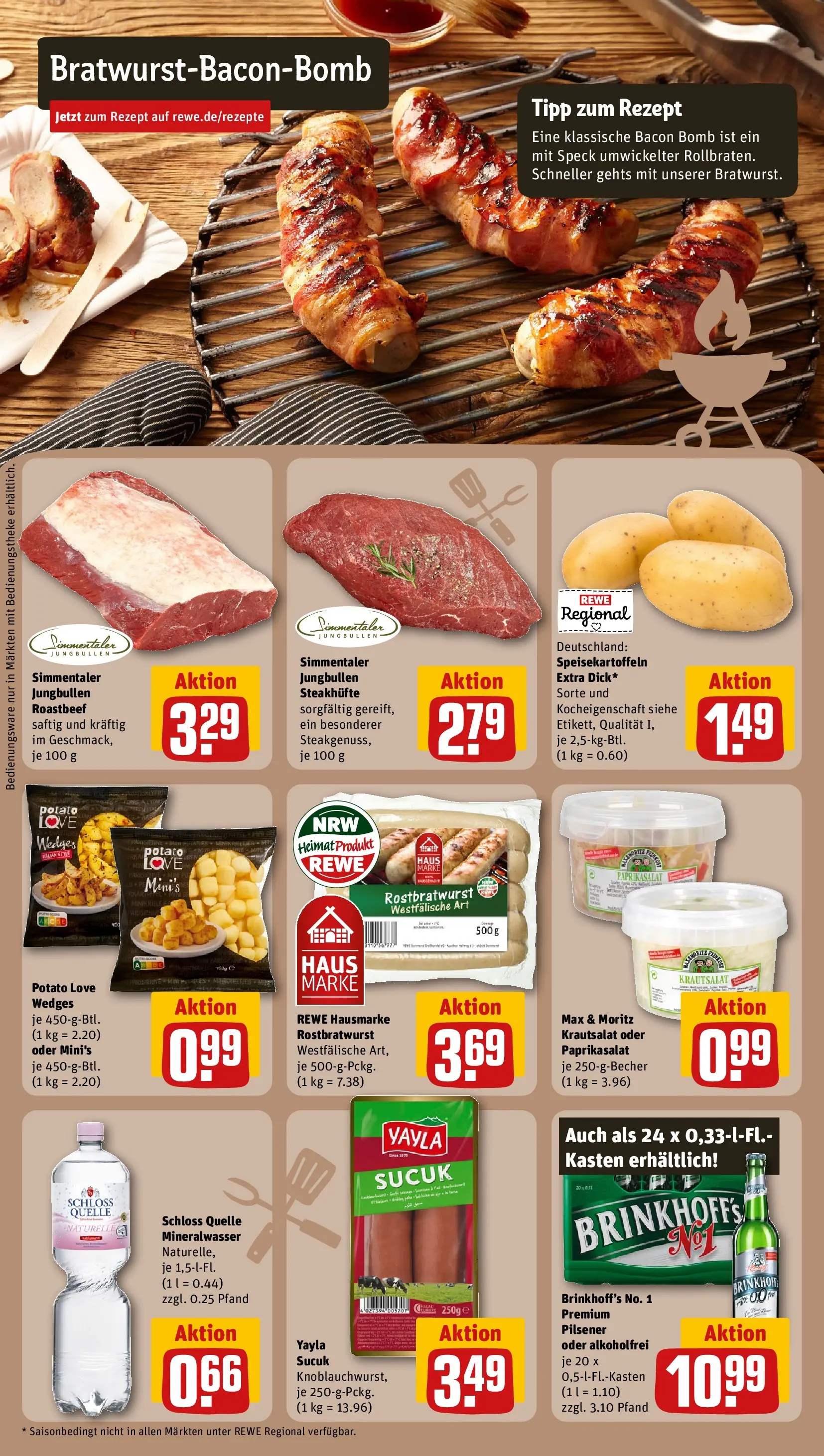 REWE Prospekt ab 05.04.2026 zum Blättern » Angebote | Seite: 15 | Produkte: Mineralwasser, Roastbeef, Steak