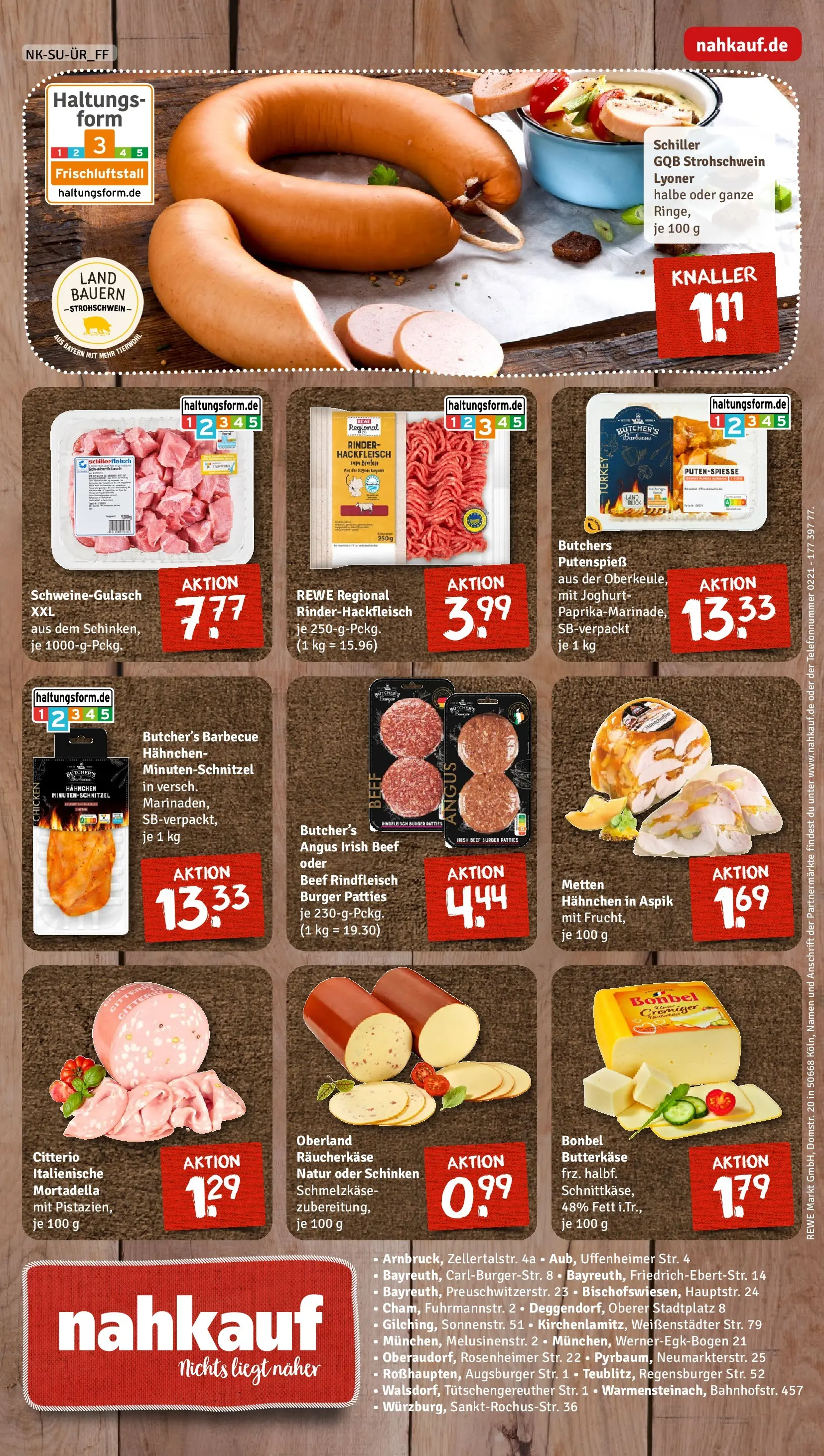 REWE Prospekt ab 05.04.2026 zum Blättern » Angebote | Seite: 8 | Produkte: Schweinegulasch, Hahnchen, Rindfleisch, Hackfleisch