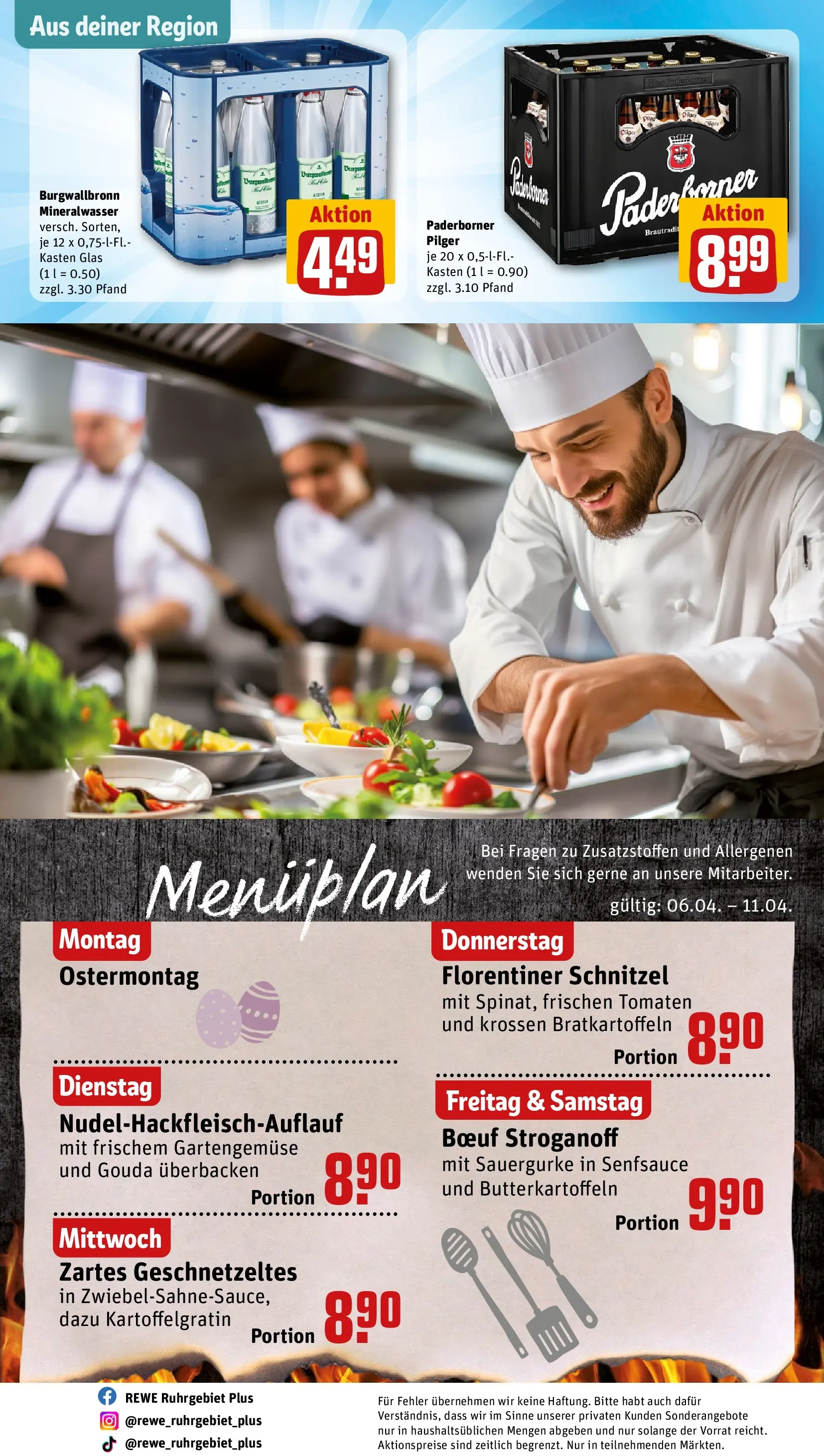 REWE Prospekt ab 05.04.2026 zum Blättern » Angebote | Seite: 25 | Produkte: Gouda, Tomaten, Schnitzel, Mineralwasser