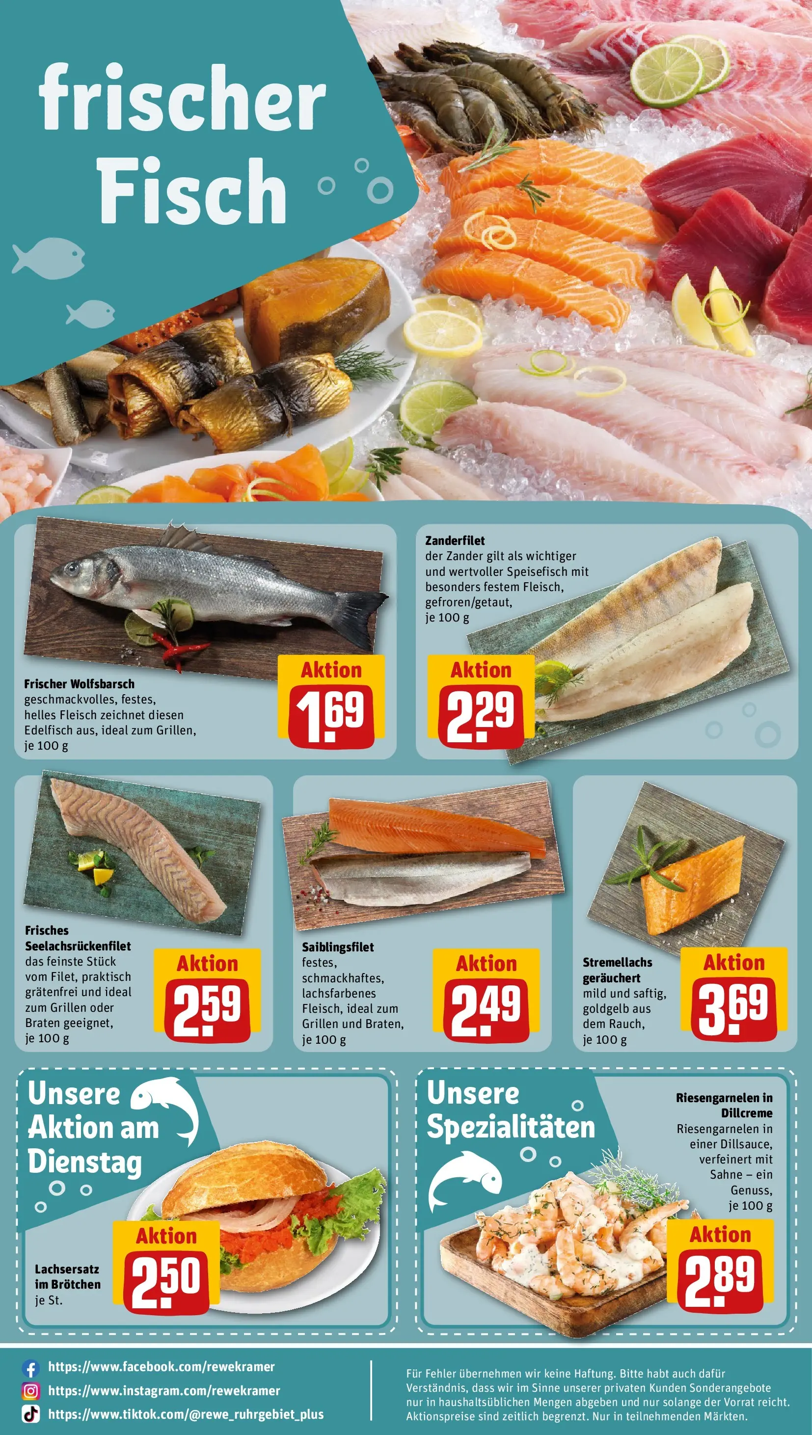 REWE Prospekt ab 05.04.2026 zum Blättern » Angebote | Seite: 26 | Produkte: Fisch, Sahne, Fleisch