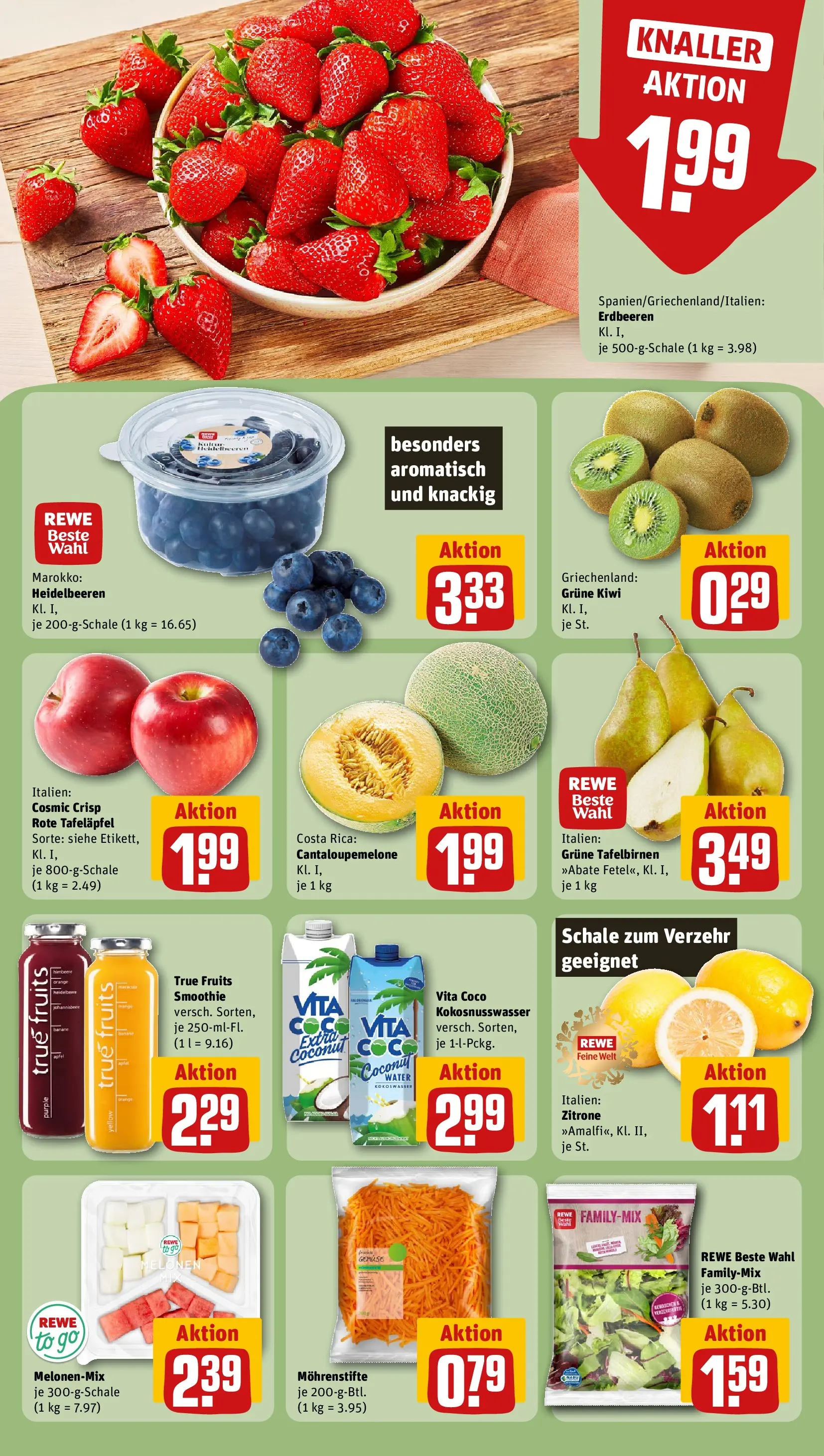 REWE Prospekt ab 05.04.2026 zum Blättern » Angebote | Seite: 6 | Produkte: Heidelbeeren, Gemüse, Erdbeeren, Kiwi