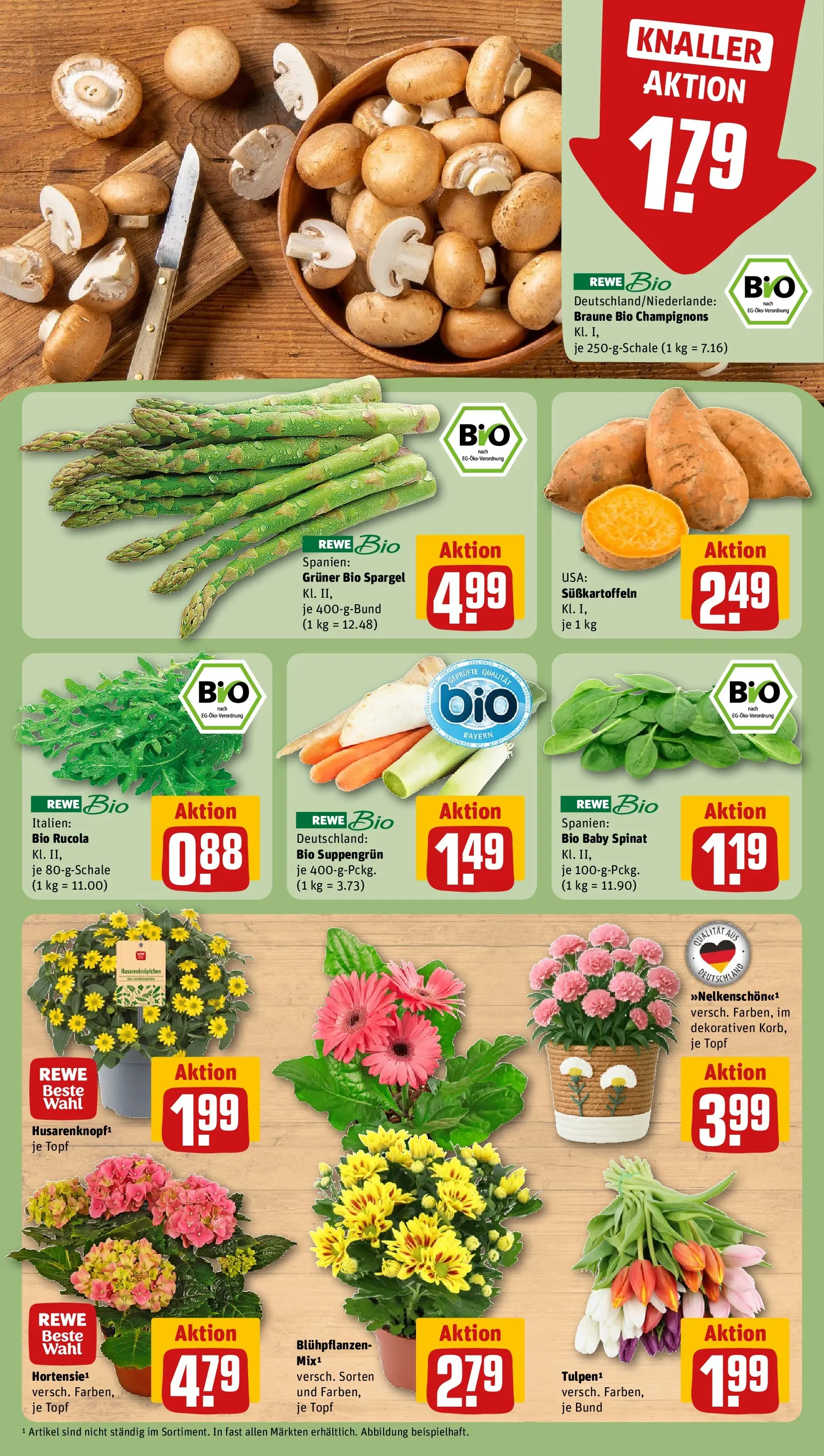 REWE Prospekt ab 05.04.2026 zum Blättern » Angebote | Seite: 7 | Produkte: Rucola, Spargel, Champignons